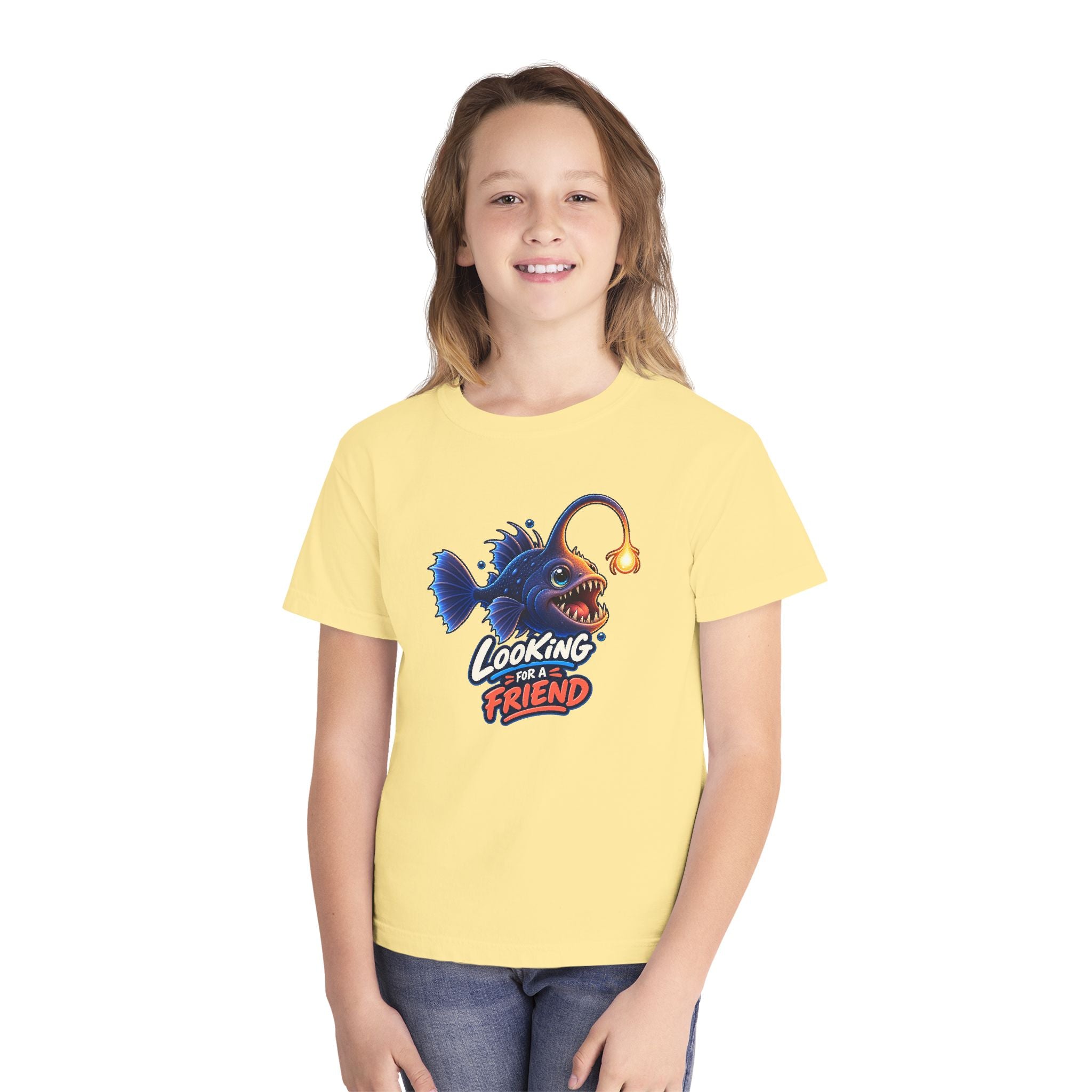 Youth Midweight Cotton Tee - Science collection - Angler Fish looking for a Friend