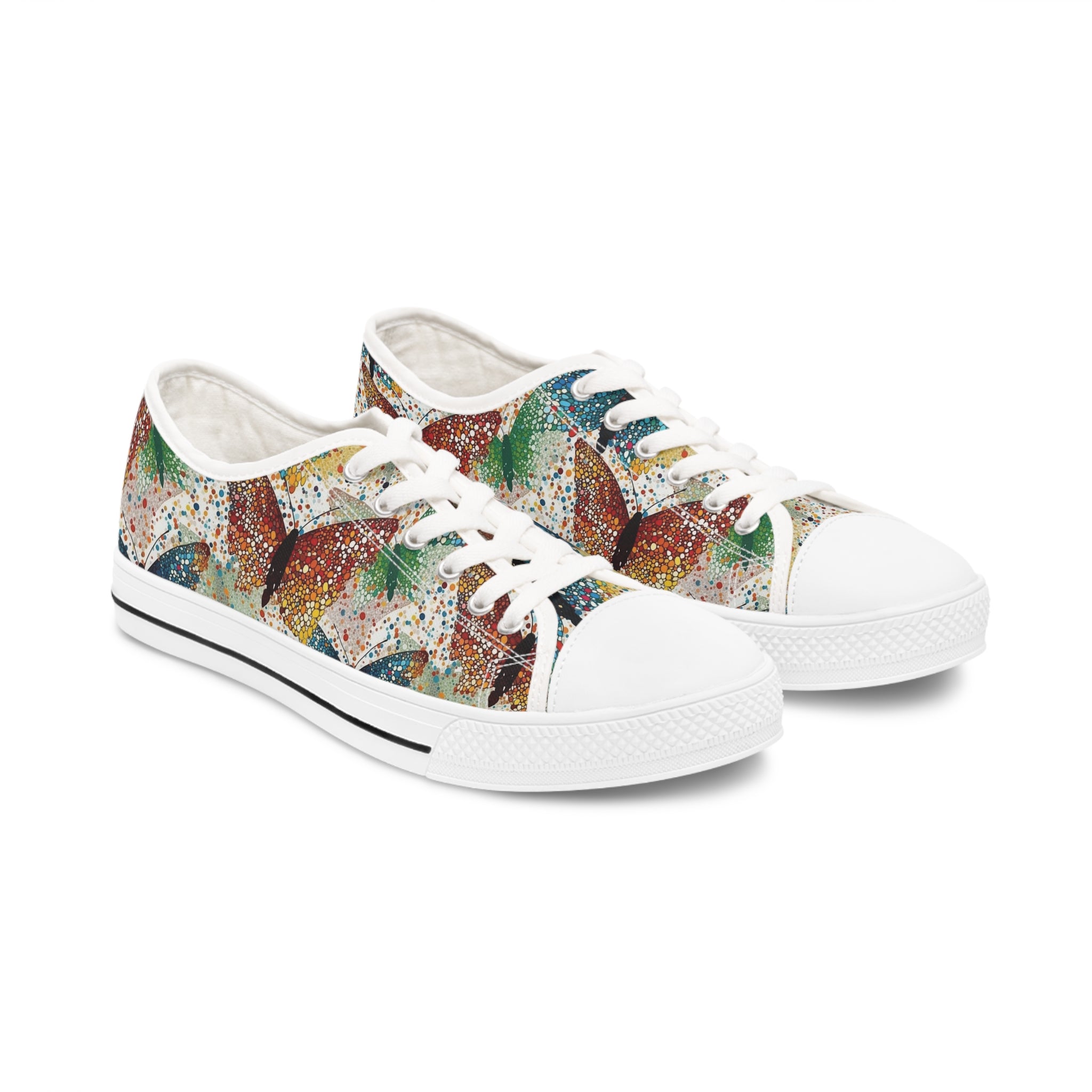 Women's Low Top Sneakers (AOP) - Seamless Butterfly Designs 08