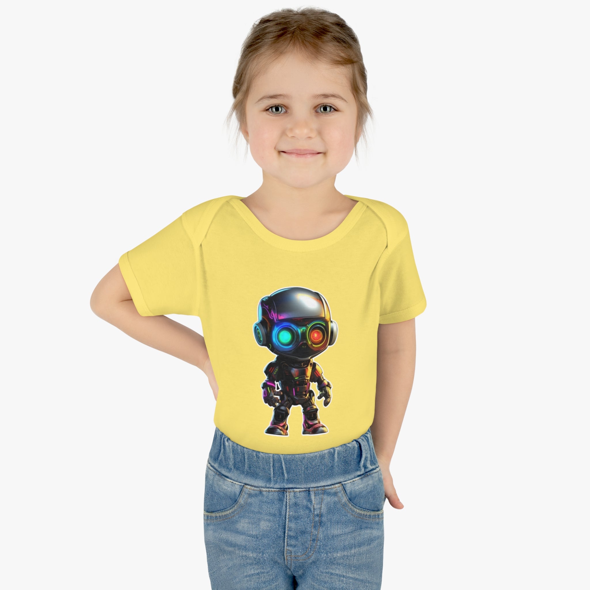 Infant Baby Rib Bodysuit - Byte, Robot Pop Art 06