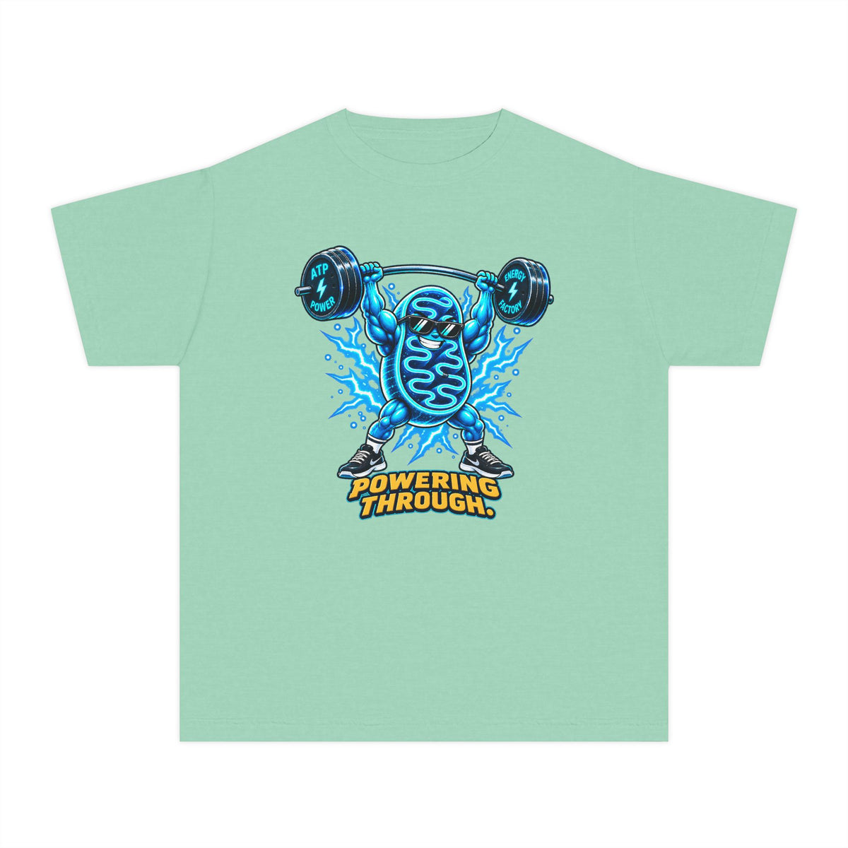 Mitochondria Powerhouse, a Science design, on a youth midweight cotton tee