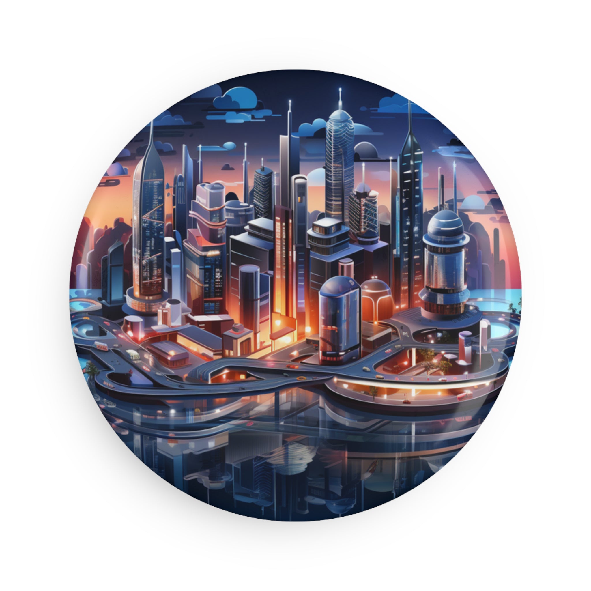 Button Magnet, Round (1 & 10 pcs) - Isometric City Designs 07