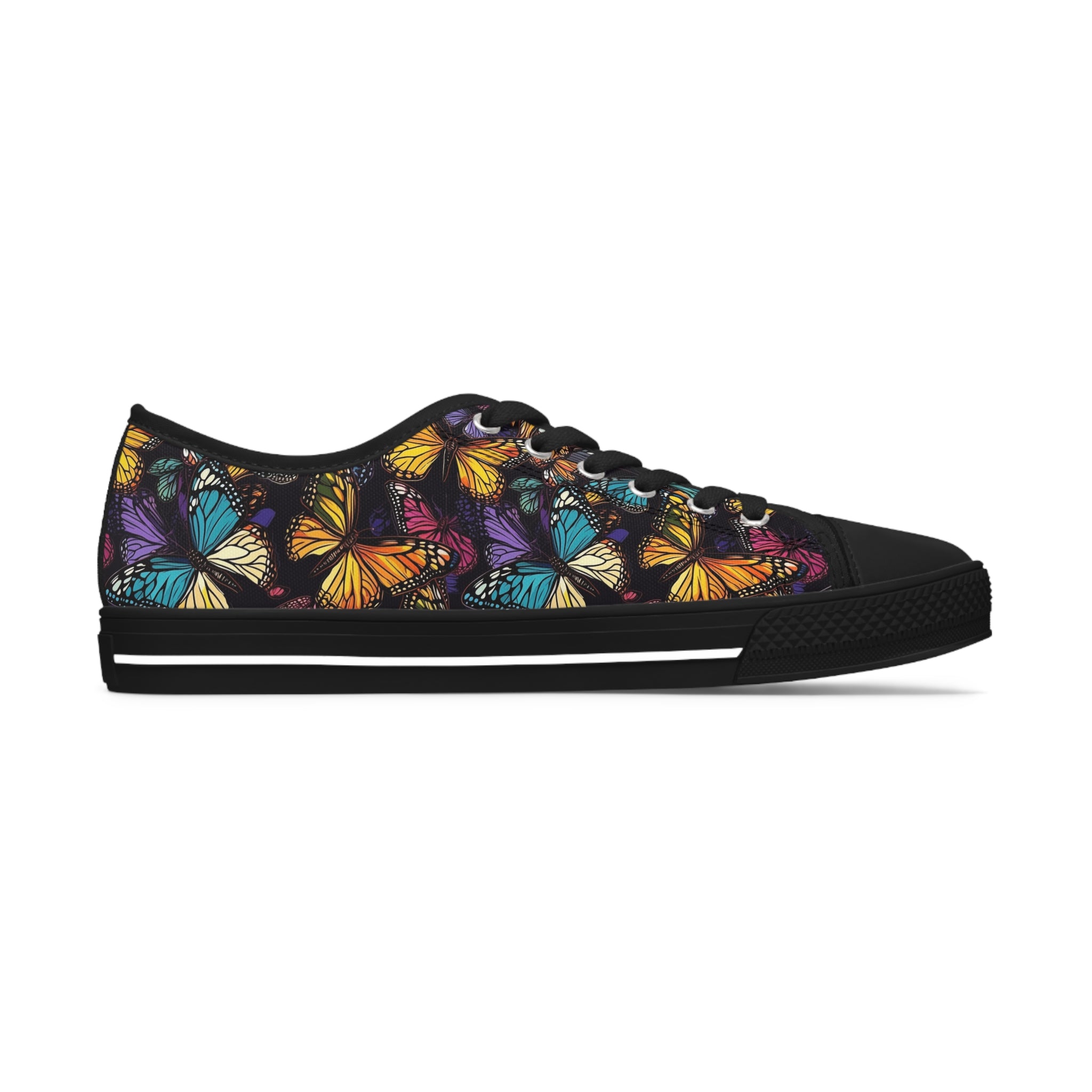 Women's Low Top Sneakers (AOP) - Seamless Butterfly Designs 06