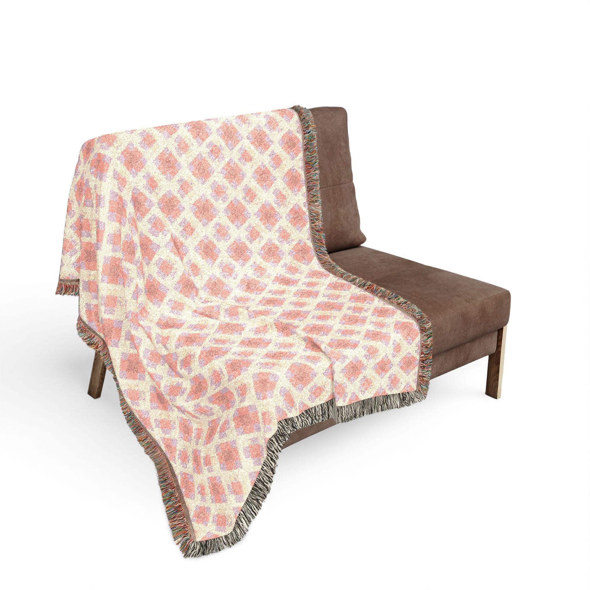 Woven Throw Blanket — Reversible Cozy Check Pattern for Living Room & Cabin - Design 02