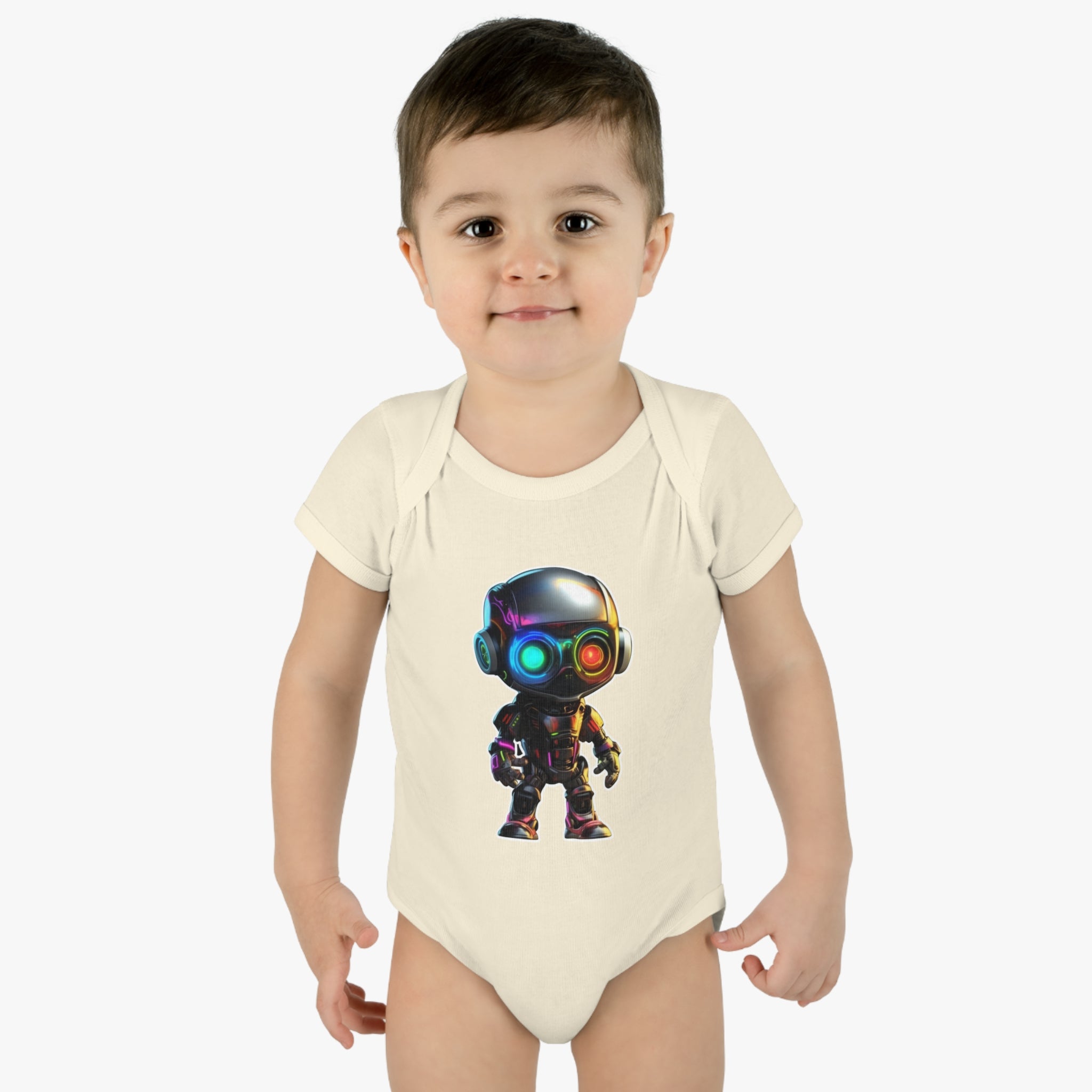 Infant Baby Rib Bodysuit - Byte, Robot Pop Art 06