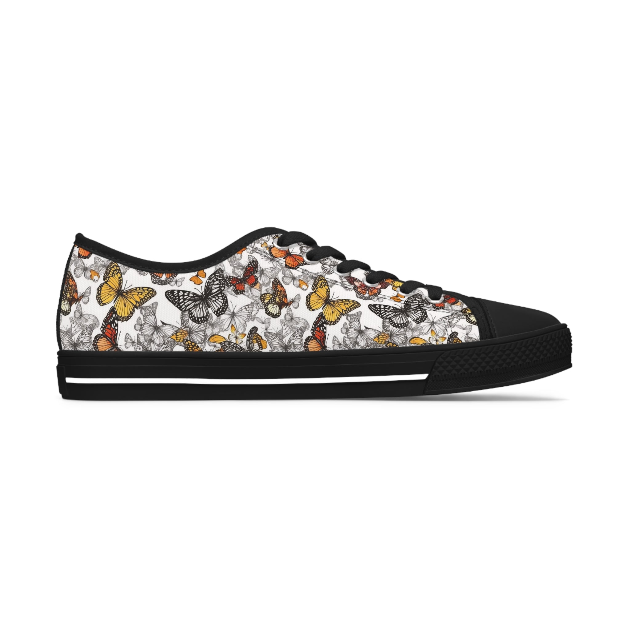 Women's Low Top Sneakers (AOP) - Seamless Butterfly Designs 04