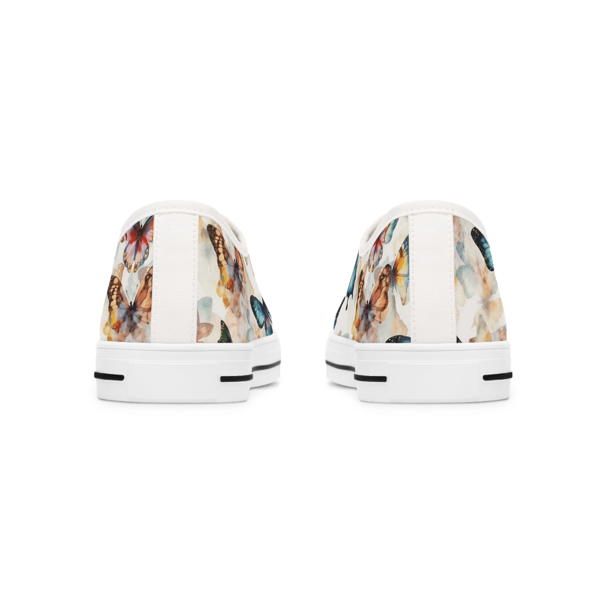 Women's Low Top Sneakers (AOP) - Seamless Butterfly Designs 03