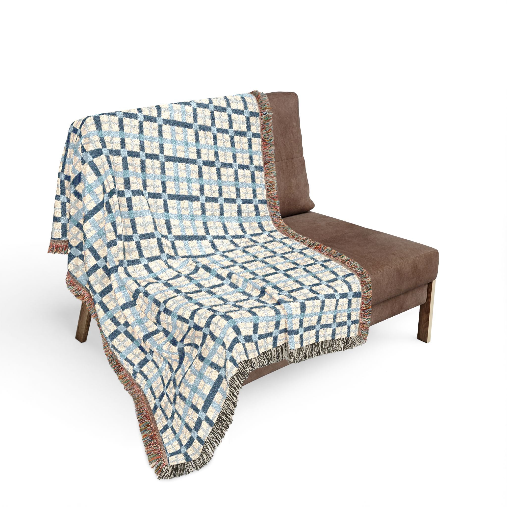 Woven Throw Blanket — Reversible Cozy Check Pattern for Living Room & Cabin - Design 01