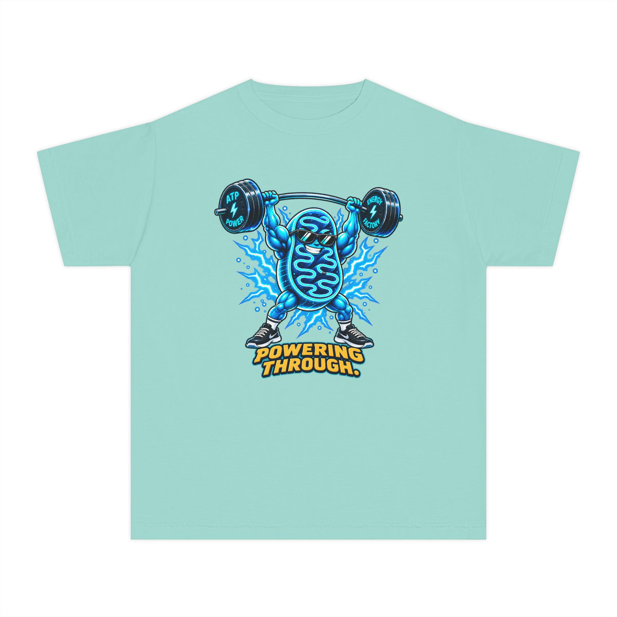 Mitochondria Powerhouse, a Science design, on a youth midweight cotton tee