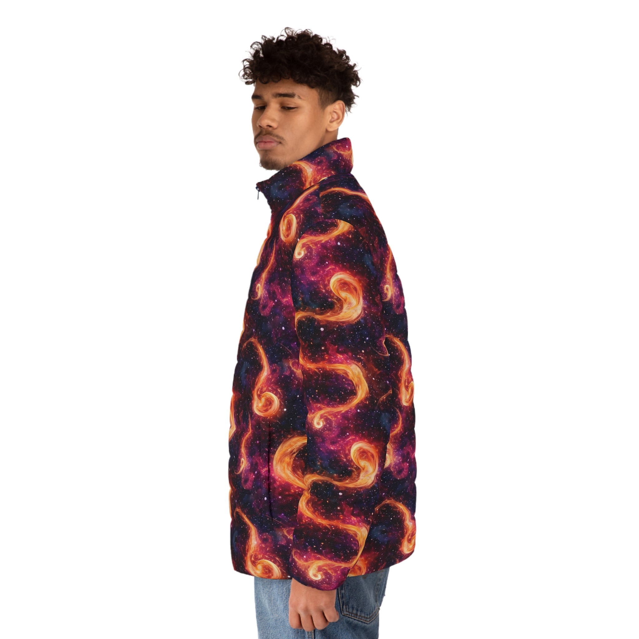 Men's Puffer Jacket (AOP) - Digital Galaxies 03