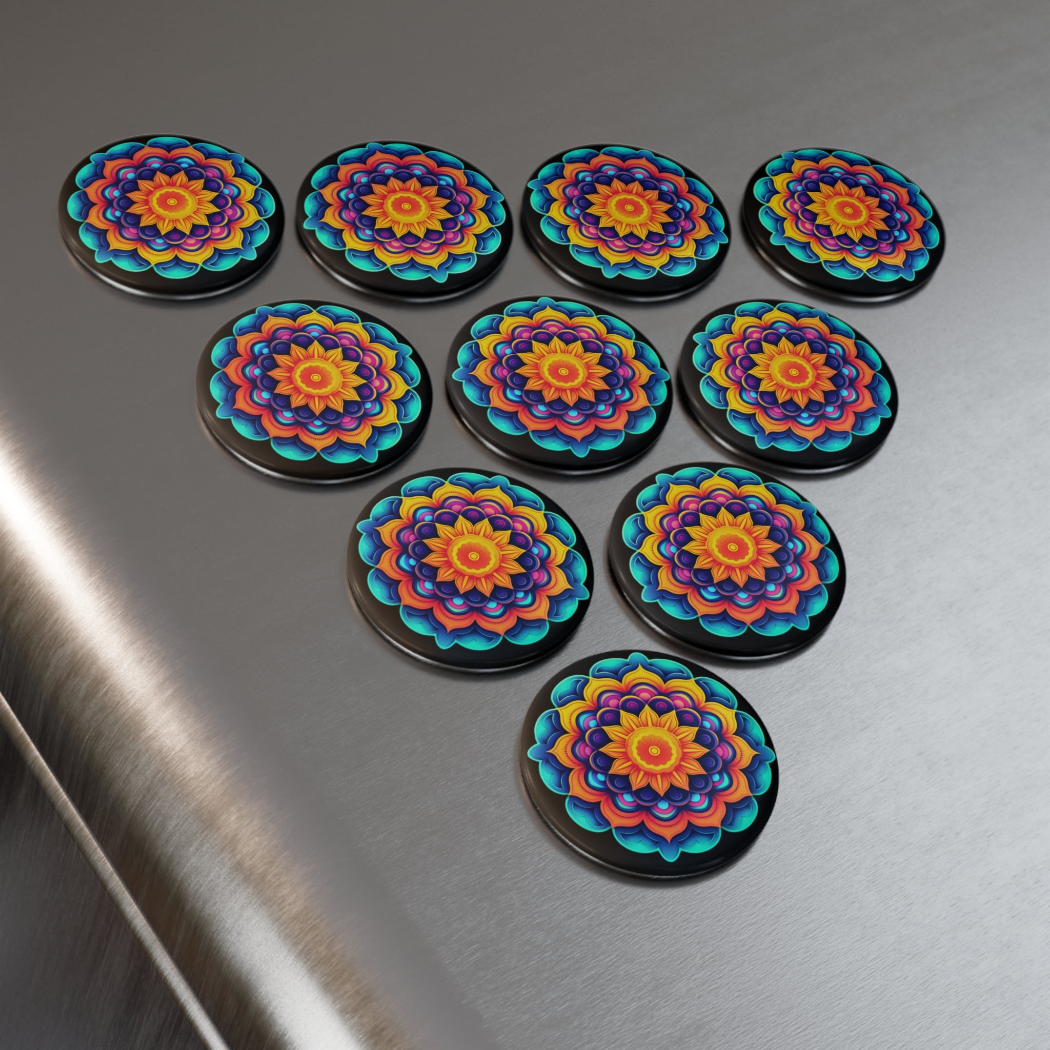 Button Magnet, Round (1 & 10 pcs) - Mandalas 08