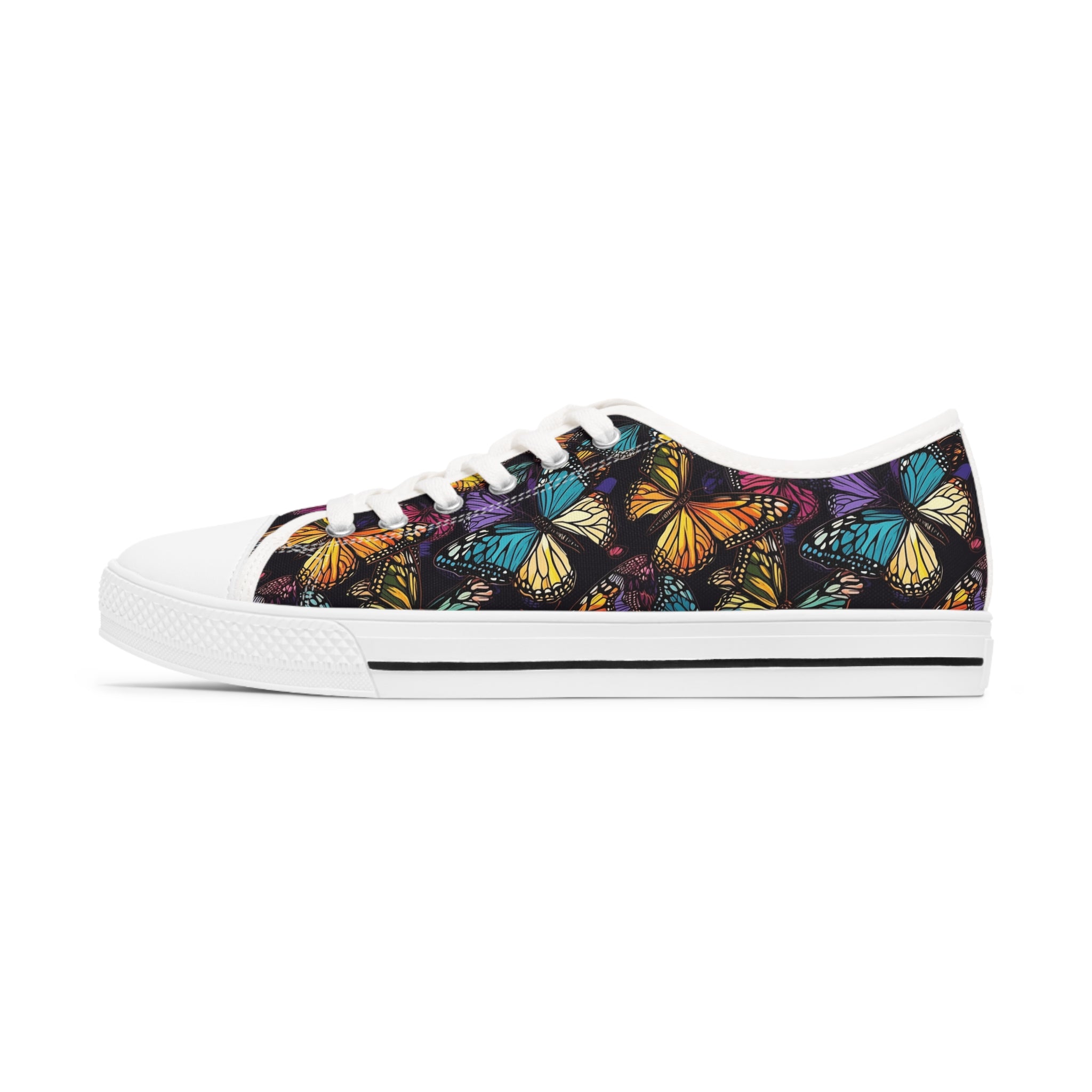 Women's Low Top Sneakers (AOP) - Seamless Butterfly Designs 06