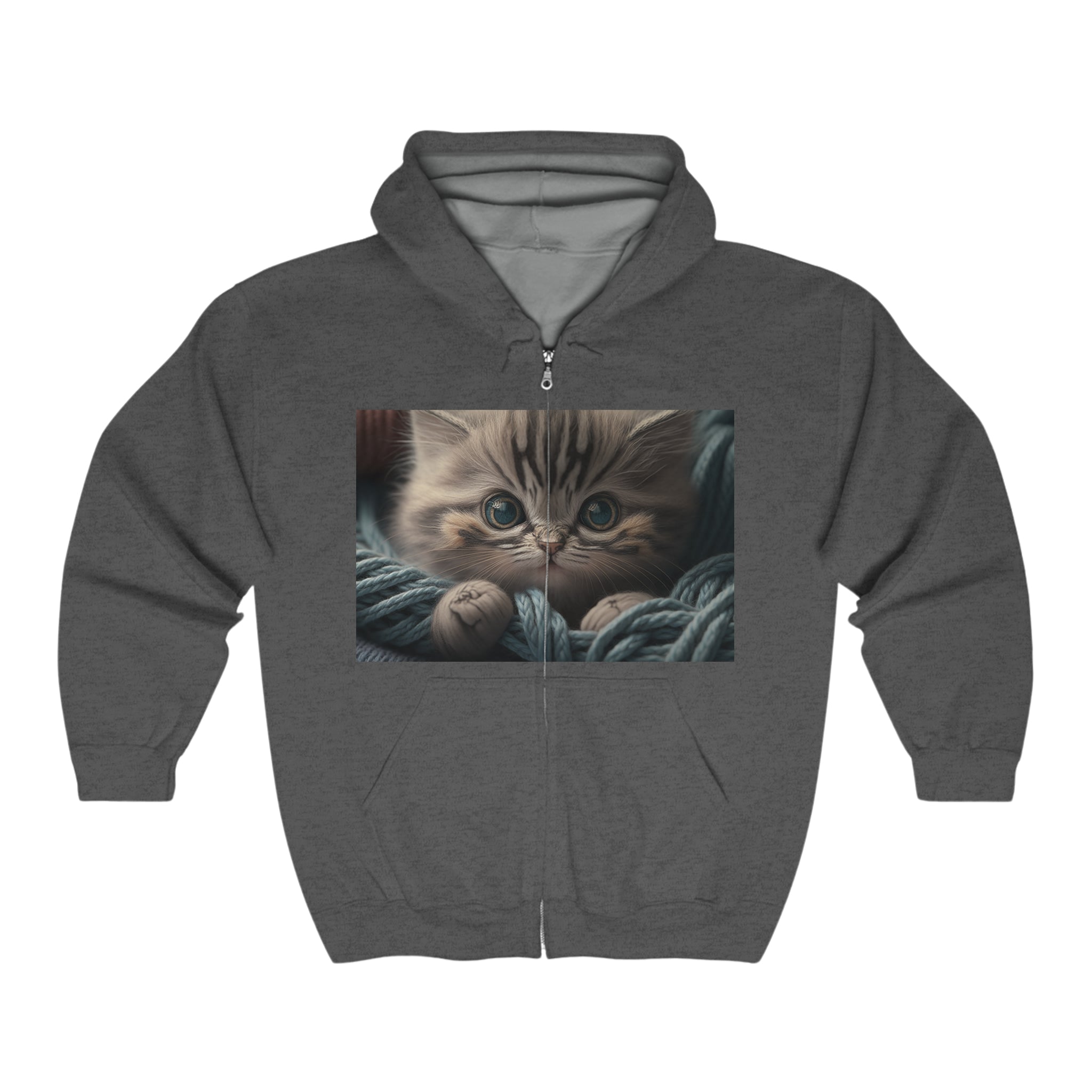 Unisex Heavy Blend™ Full Zip Hooded Sweatshirt - Baby Animals - Cat