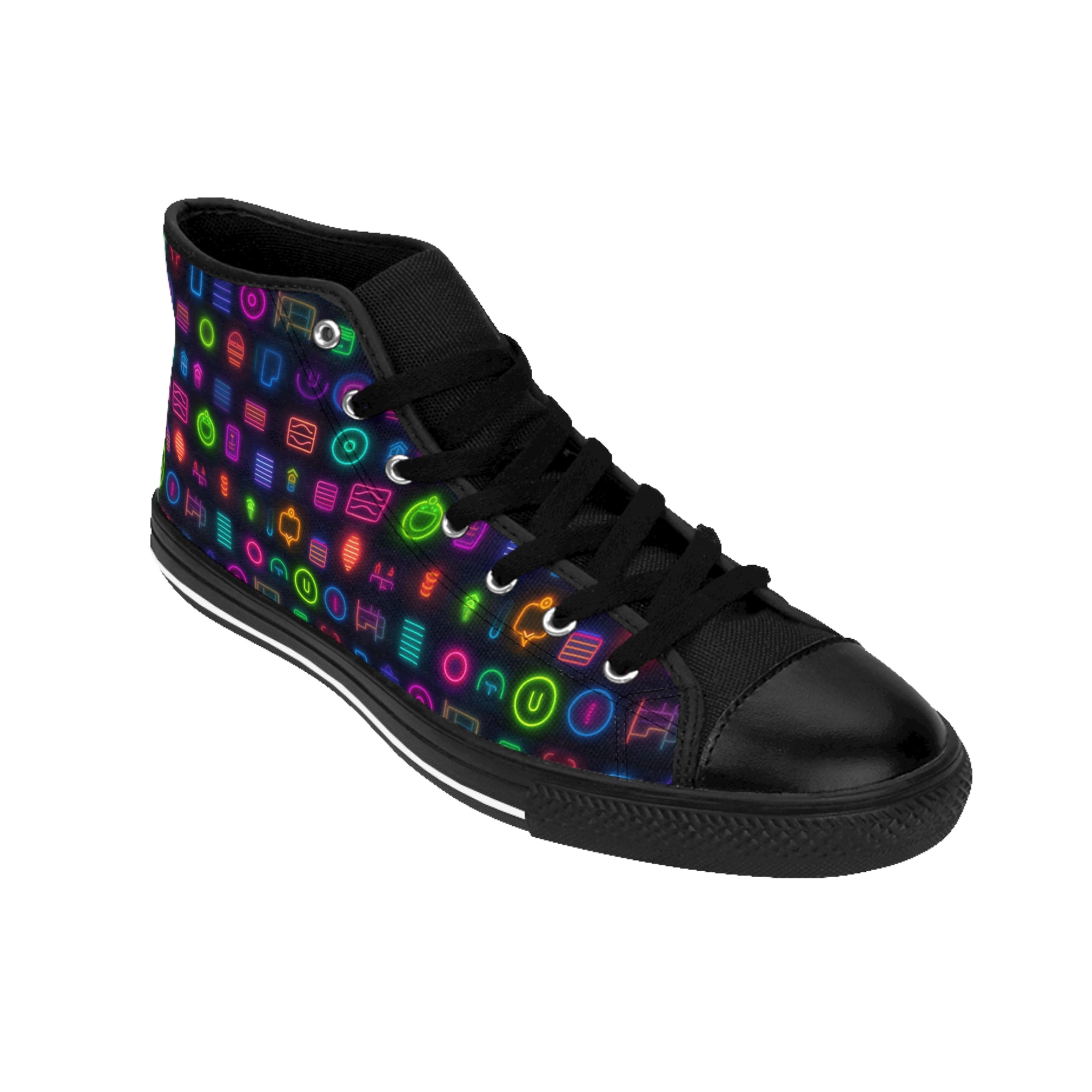 Men's Classic Sneakers (AOP) - Seamless Vibrant Neon Designs 04