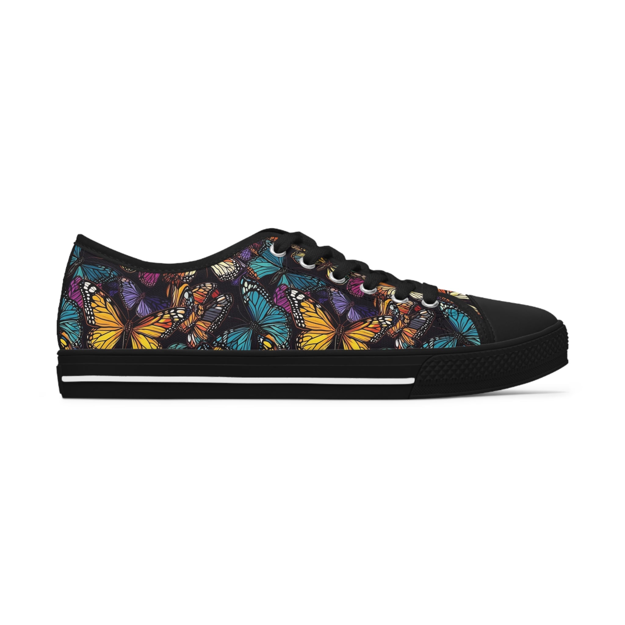 Women's Low Top Sneakers (AOP) - Seamless Butterfly Designs 06