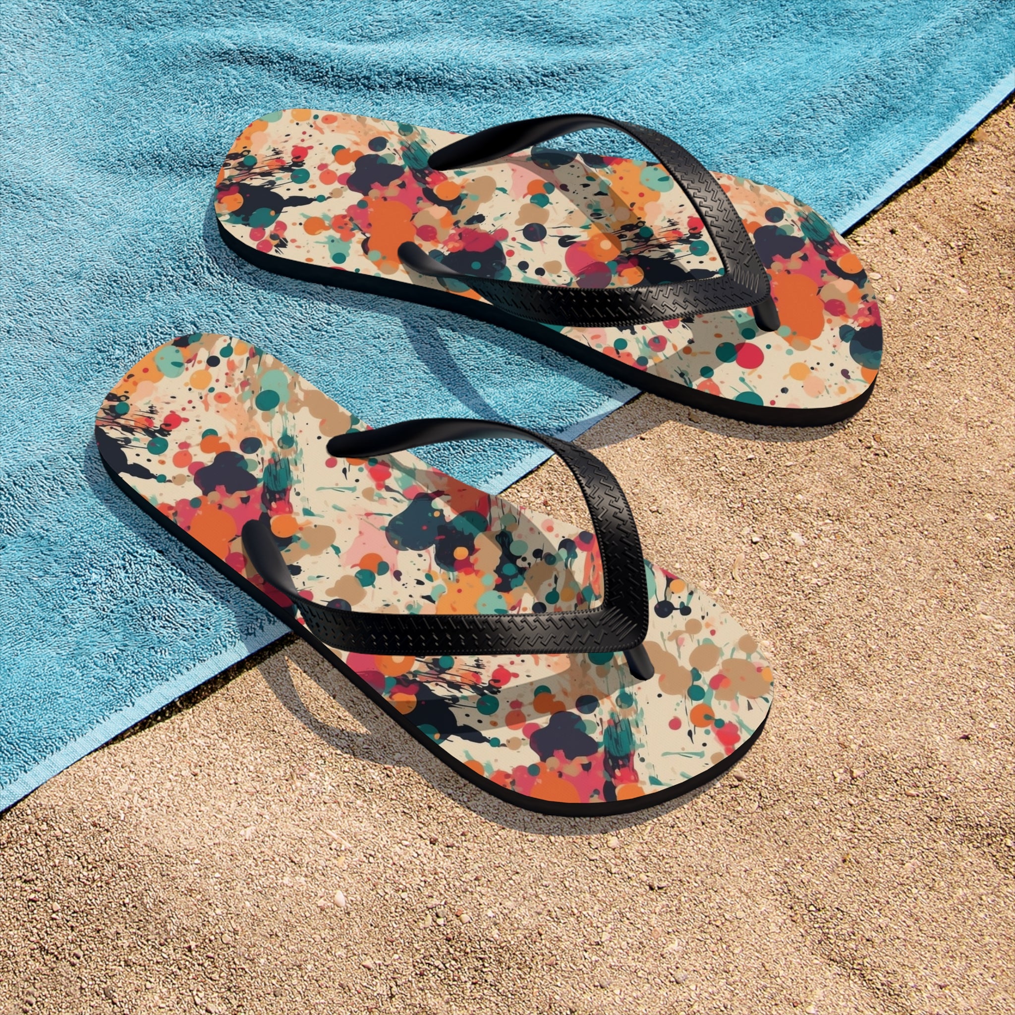 Unisex Flip-Flops (AOP) - Seamless Color Splatter Designs 04