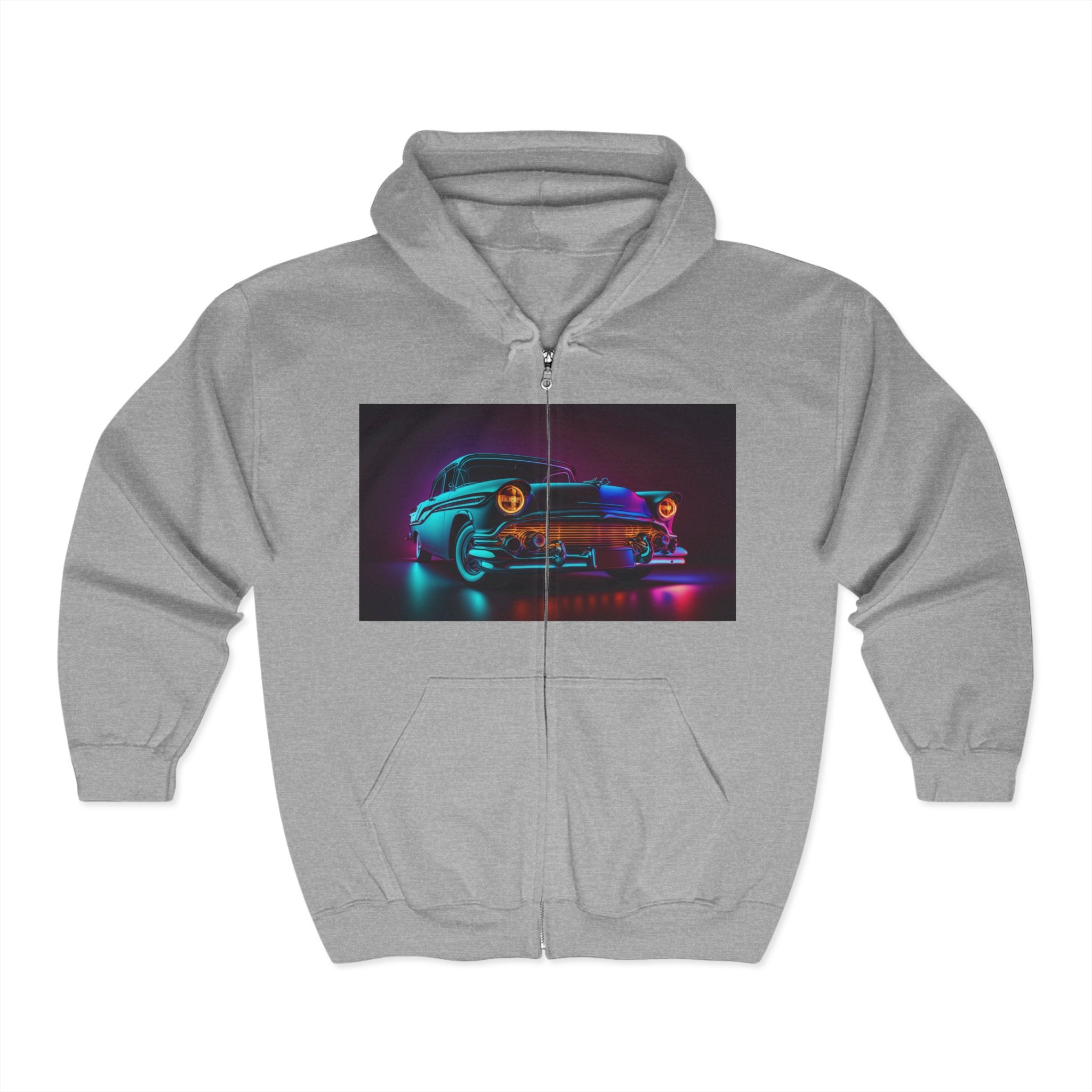 Unisex Heavy Blend™ Full Zip Hooded Sweatshirt - Neon Car 07