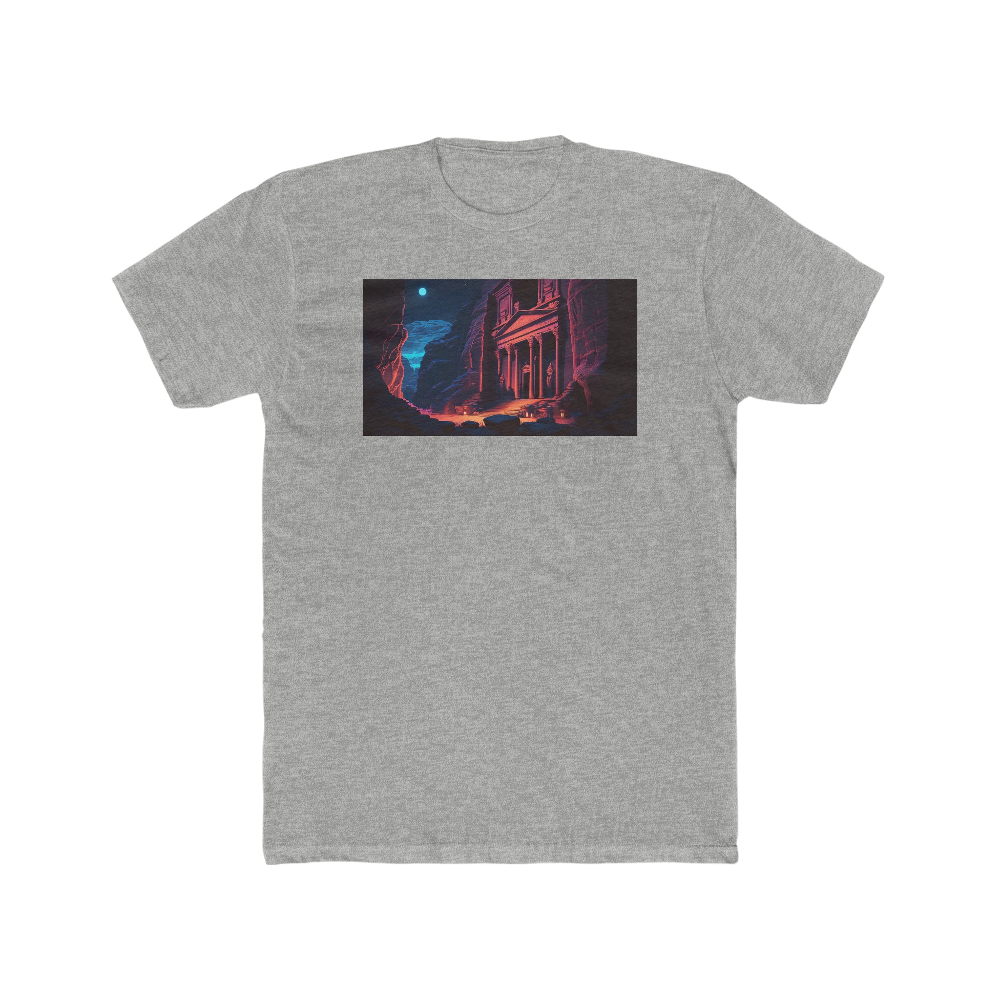 Men's Cotton Crew Tee - Fantasy Art - Petra Caves