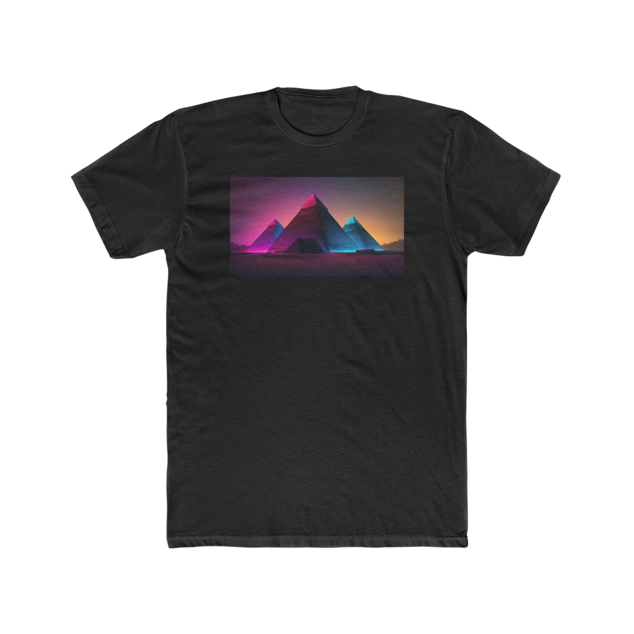 Men's Cotton Crew Tee - Fantasy Art - Pyramids of Giza