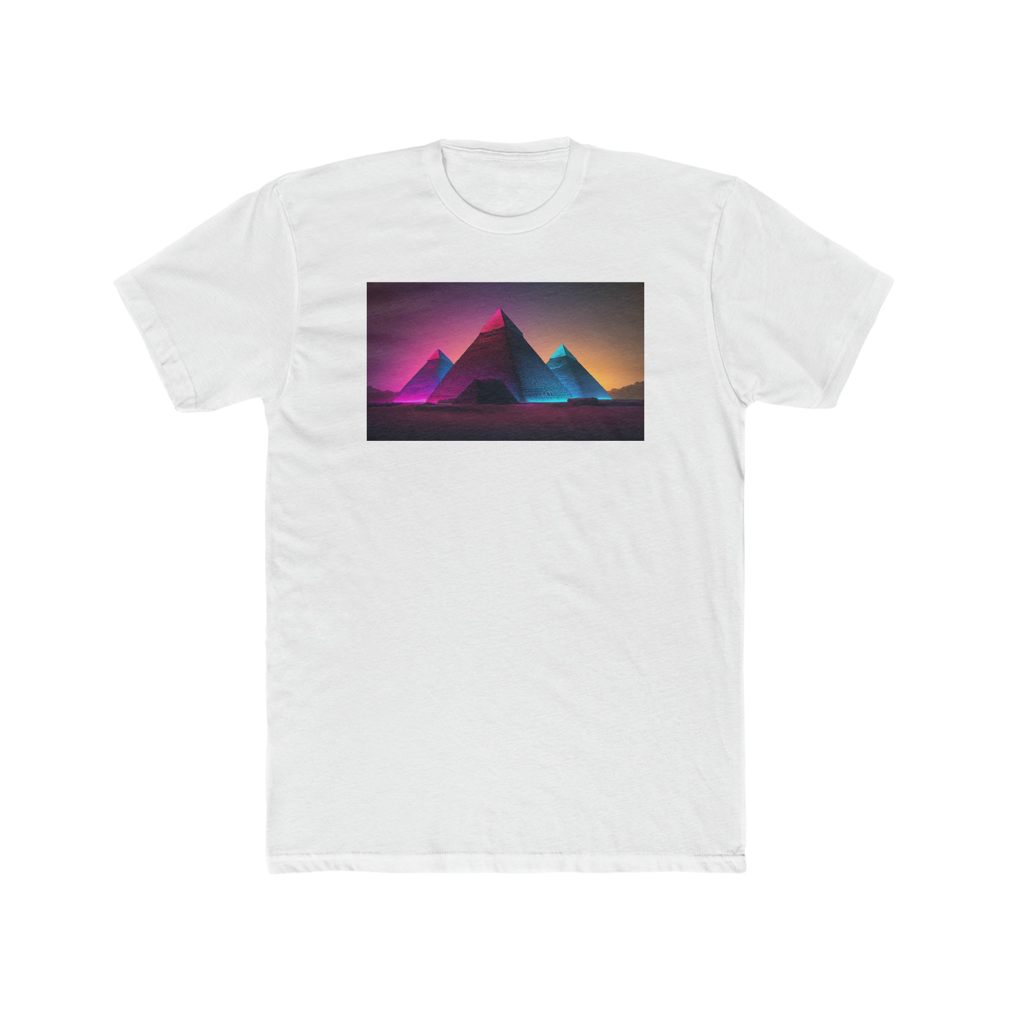 Men's Cotton Crew Tee - Fantasy Art - Pyramids of Giza