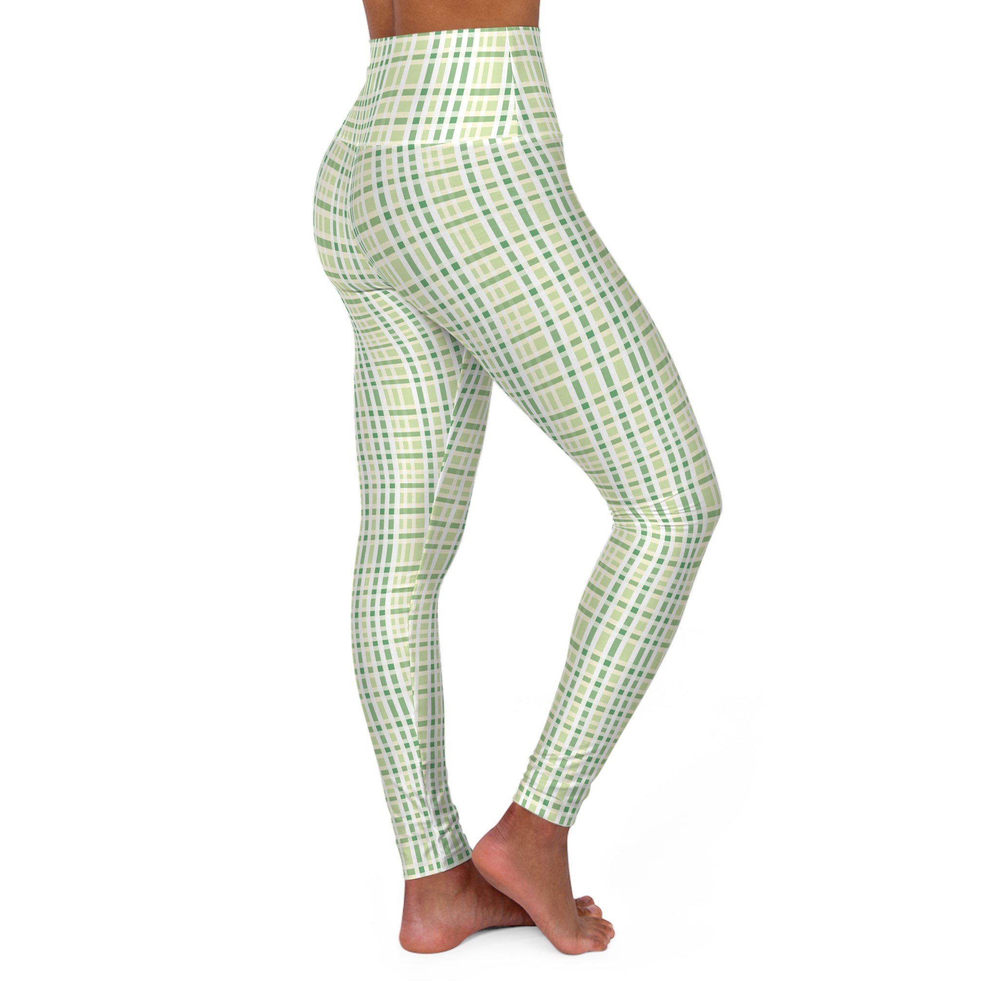 High Waisted Yoga Leggings (AOP) - Seamless Checkered Designs 07