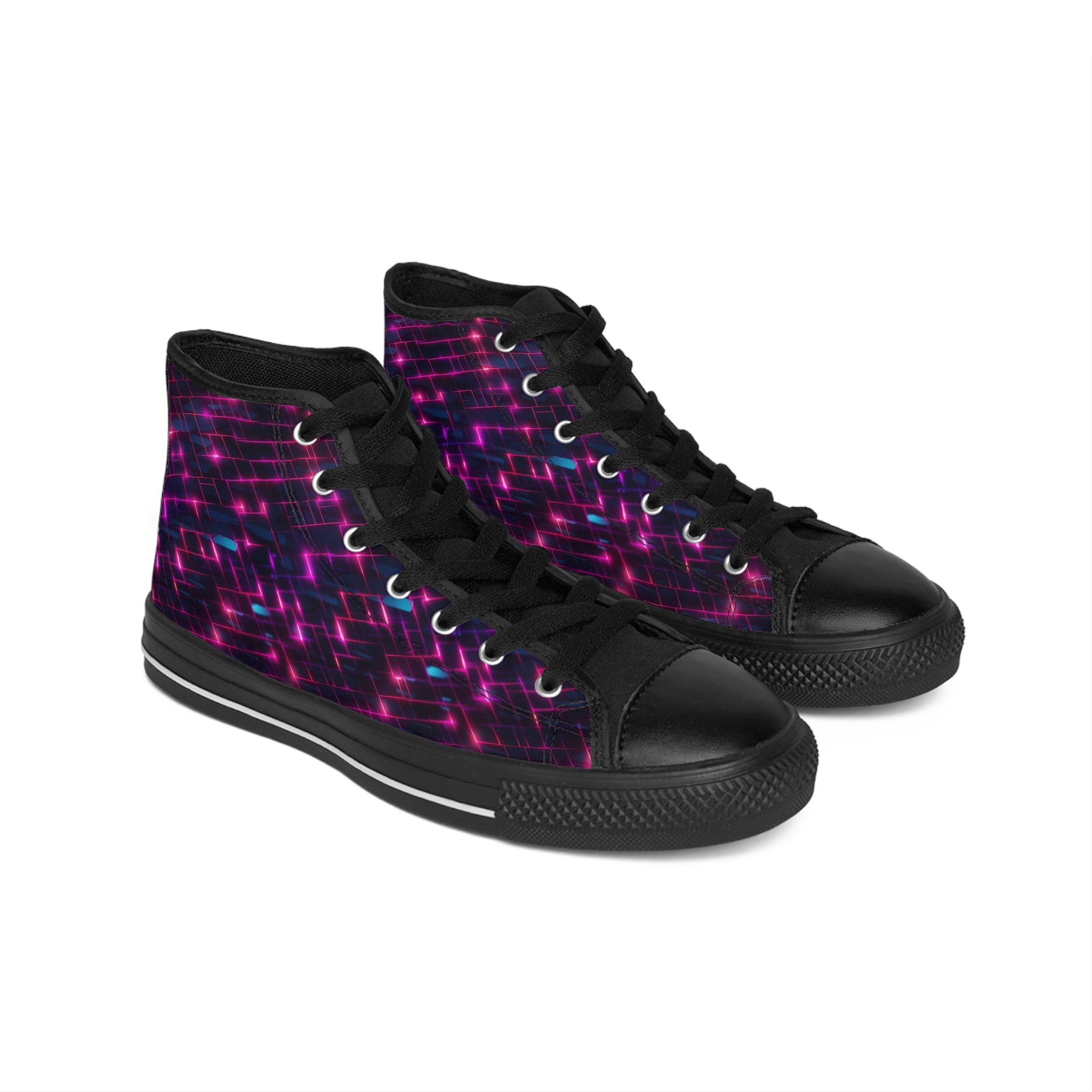 Men's Classic Sneakers (AOP) - Seamless Vibrant Synthwave Designs 03