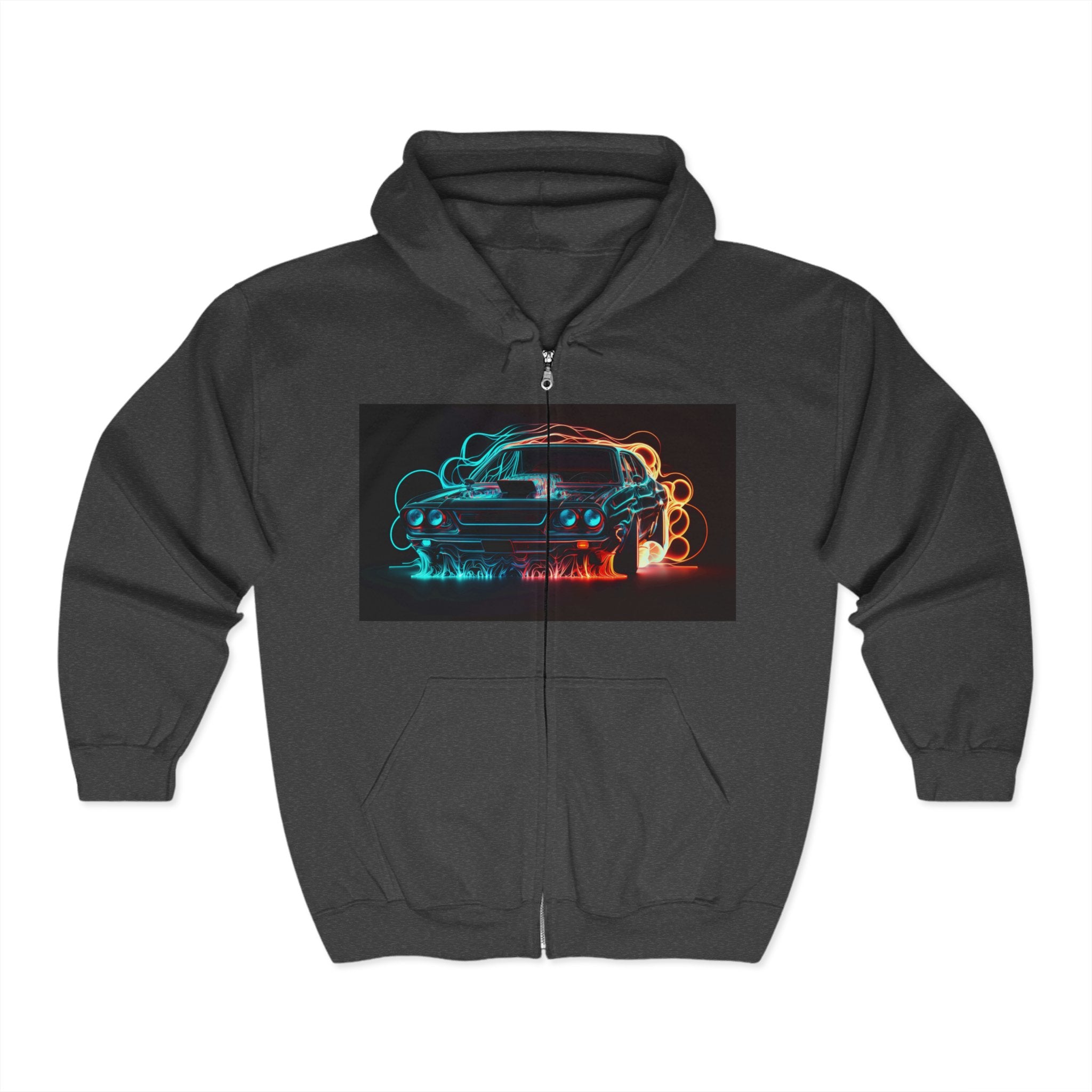 Unisex Heavy Blend™ Full Zip Hooded Sweatshirt - Neon Car 05
