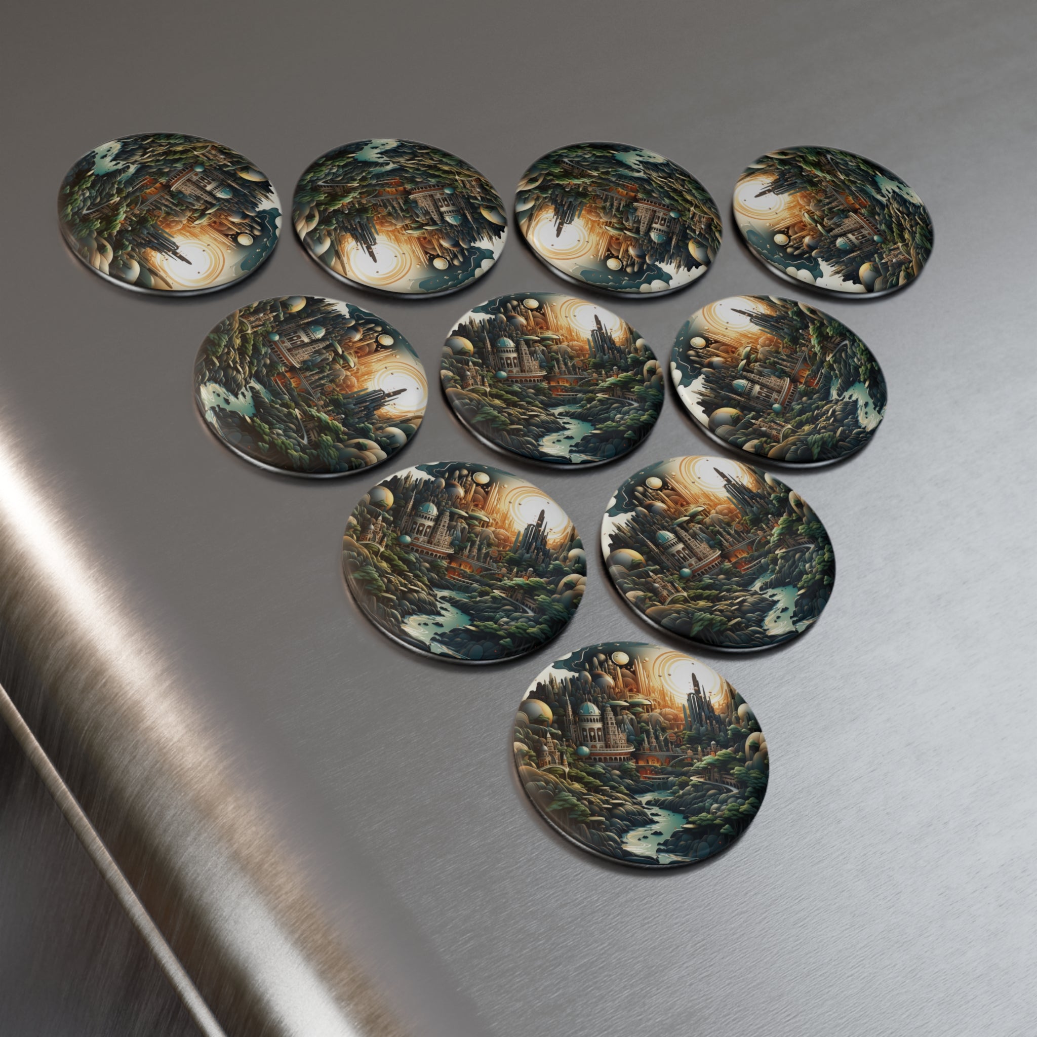 Button Magnet, Round (1 & 10 pcs) - Isometric City Designs 16