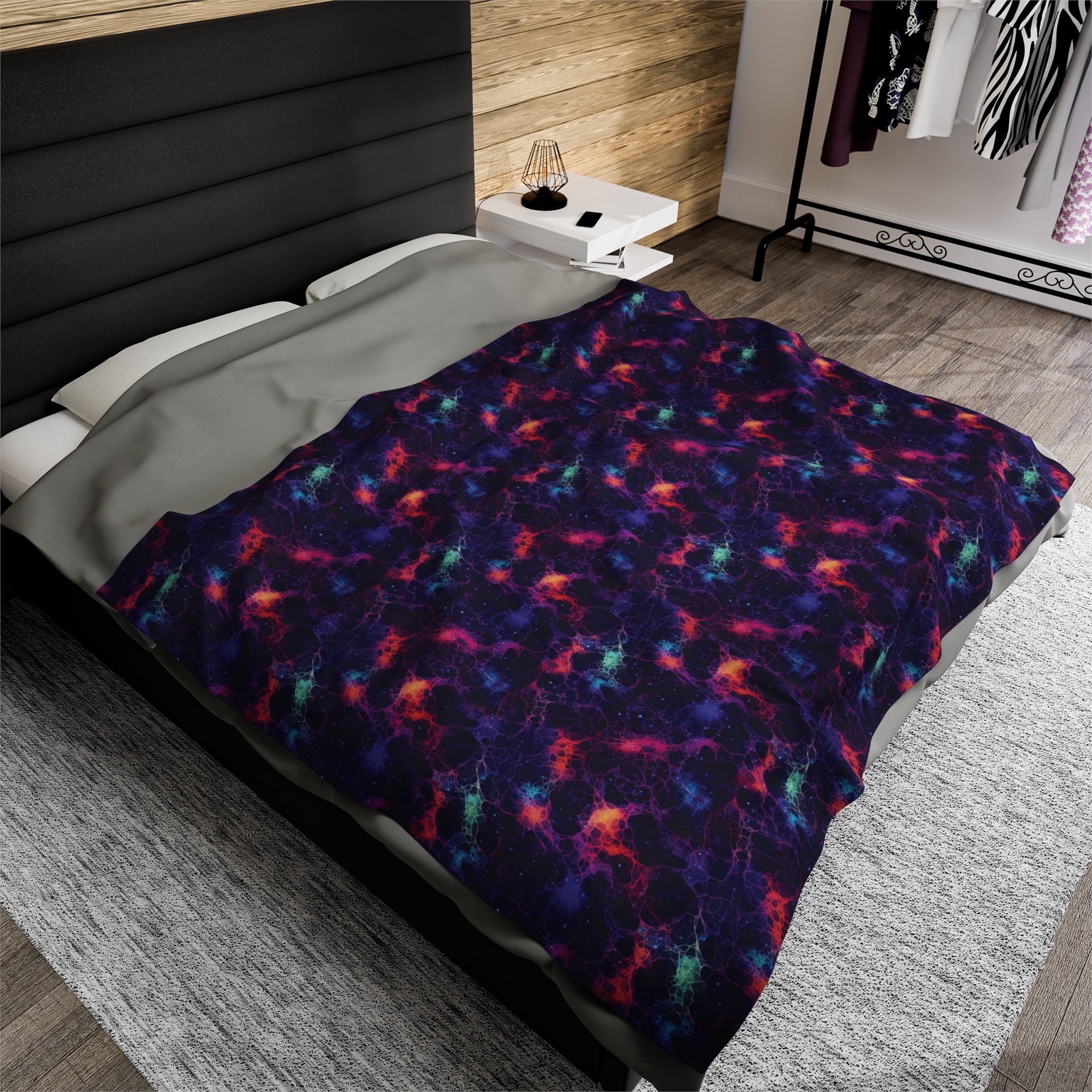 Velveteen Plush Blanket (AOP) - Fantasy Galaxies 08