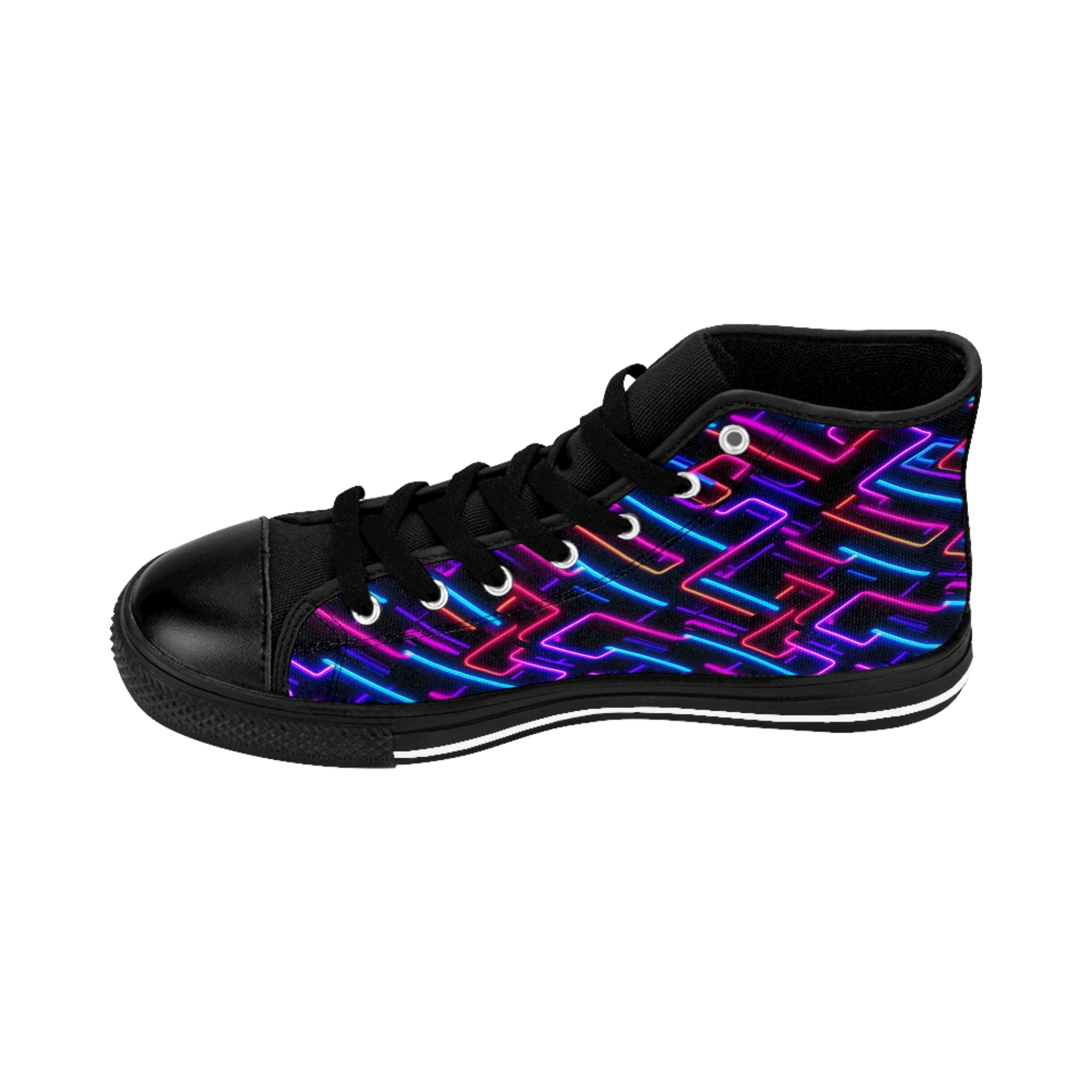 Men's Classic Sneakers (AOP) - Seamless Vibrant Neon Designs 01