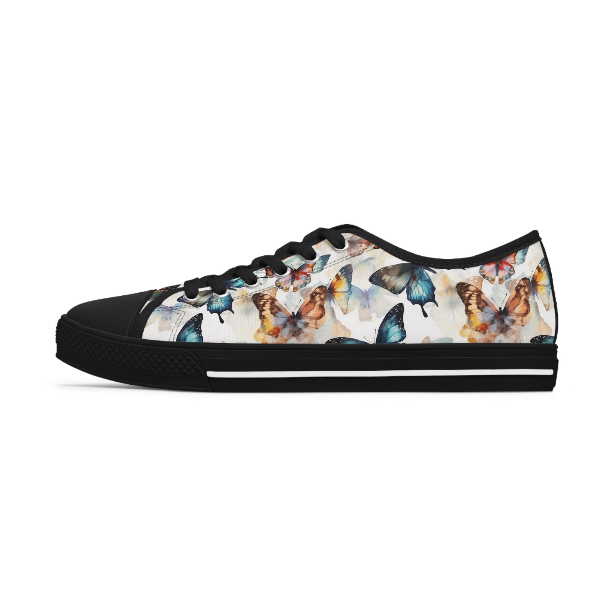 Women's Low Top Sneakers (AOP) - Seamless Butterfly Designs 03