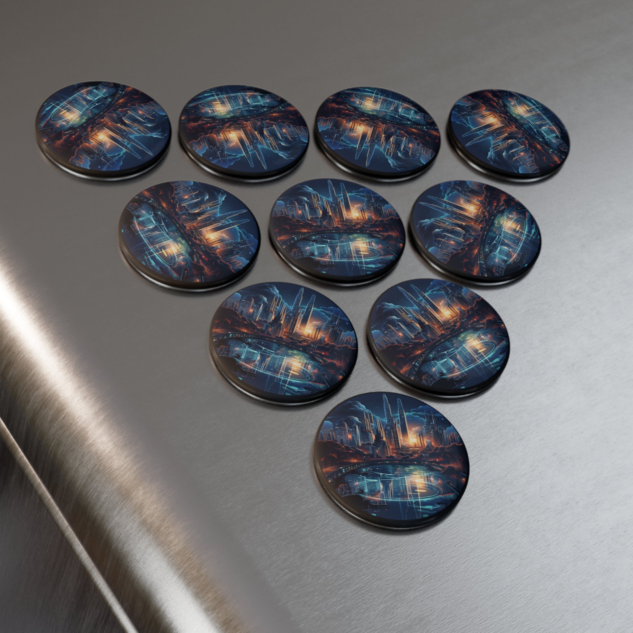 Button Magnet, Round (1 & 10 pcs) - Isometric City Designs 26