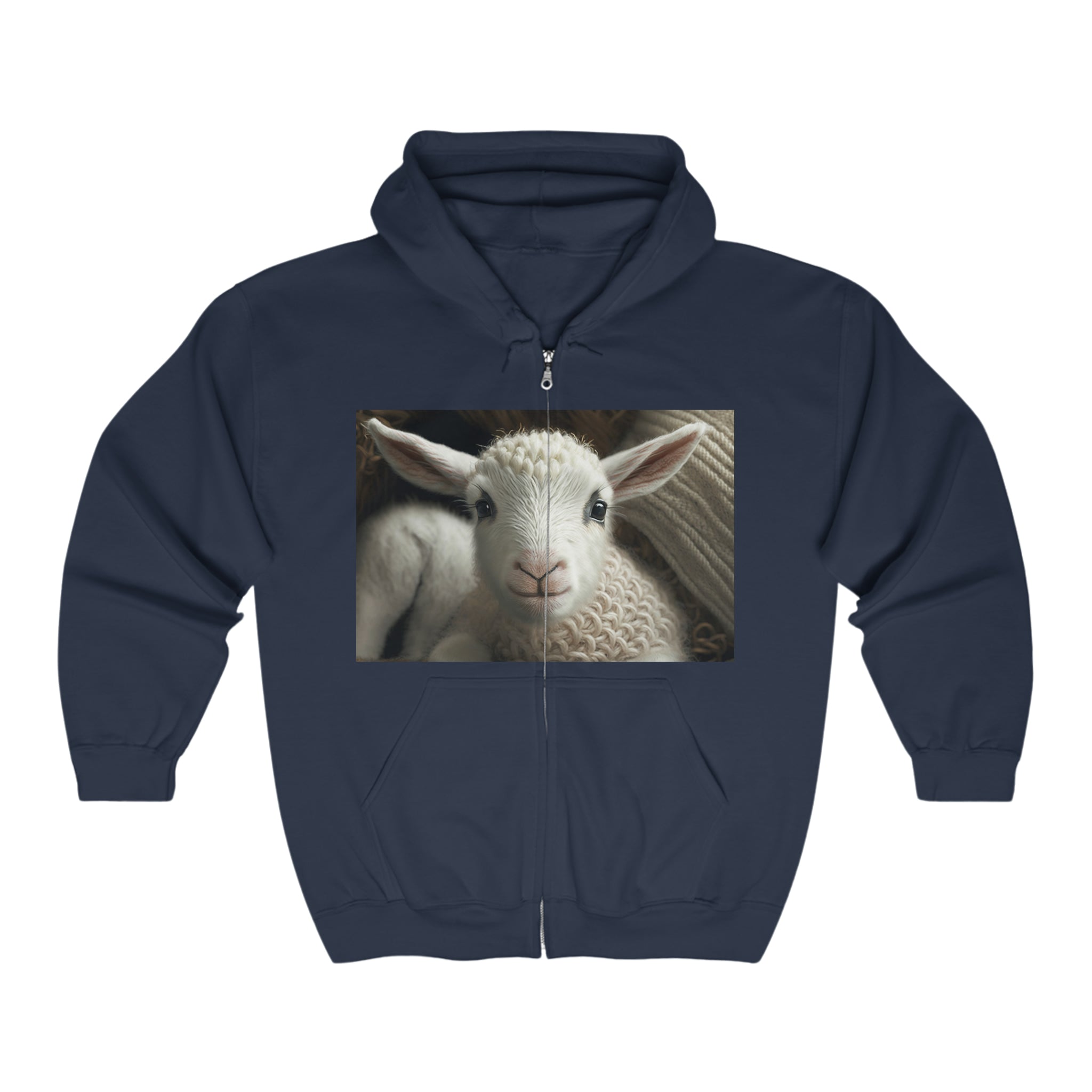Unisex Heavy Blend™ Full Zip Hooded Sweatshirt - Baby Animals - Sheep