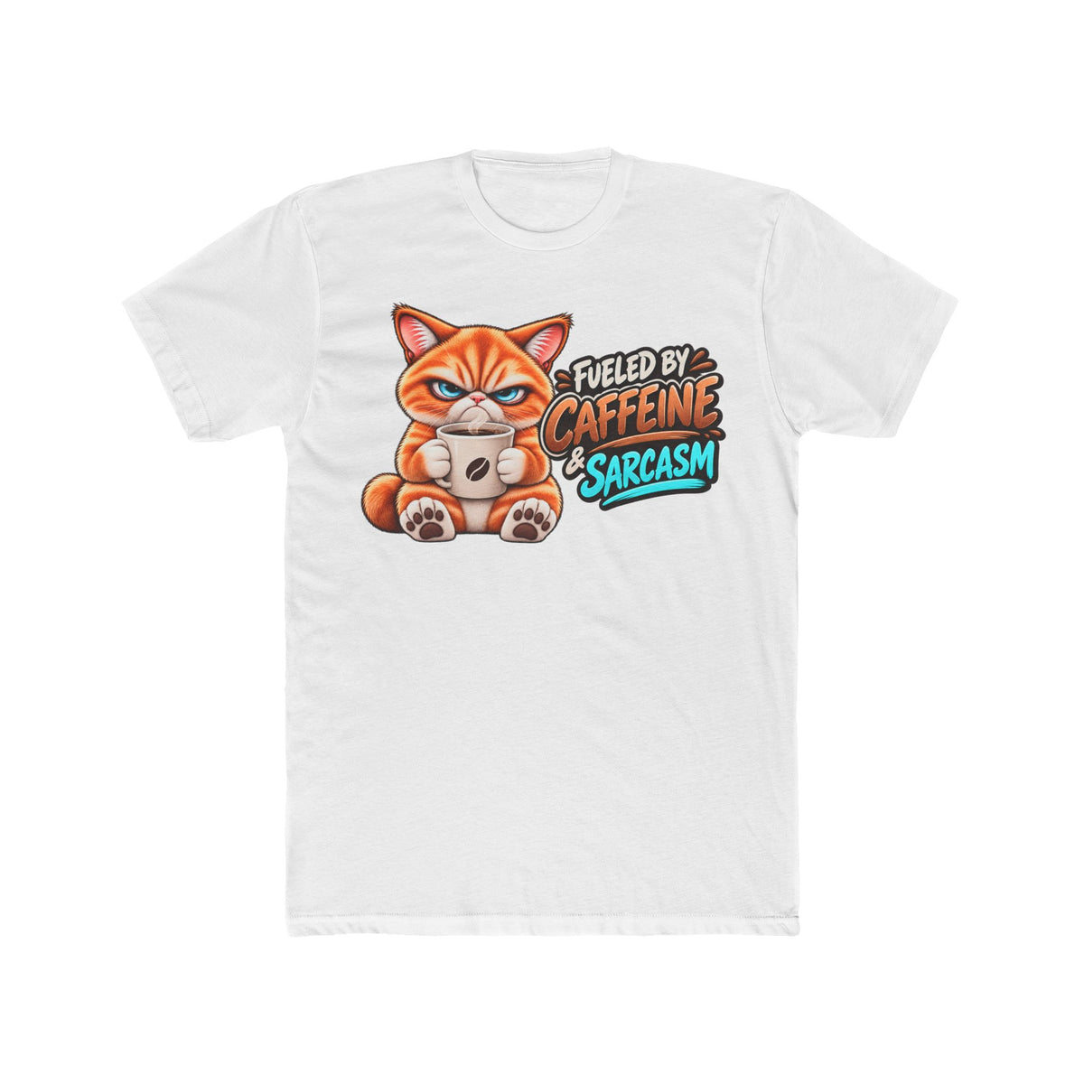 Fueled by Caffeine & Sarcasm - Mildly Feral - Men's Cotton Crew Tee