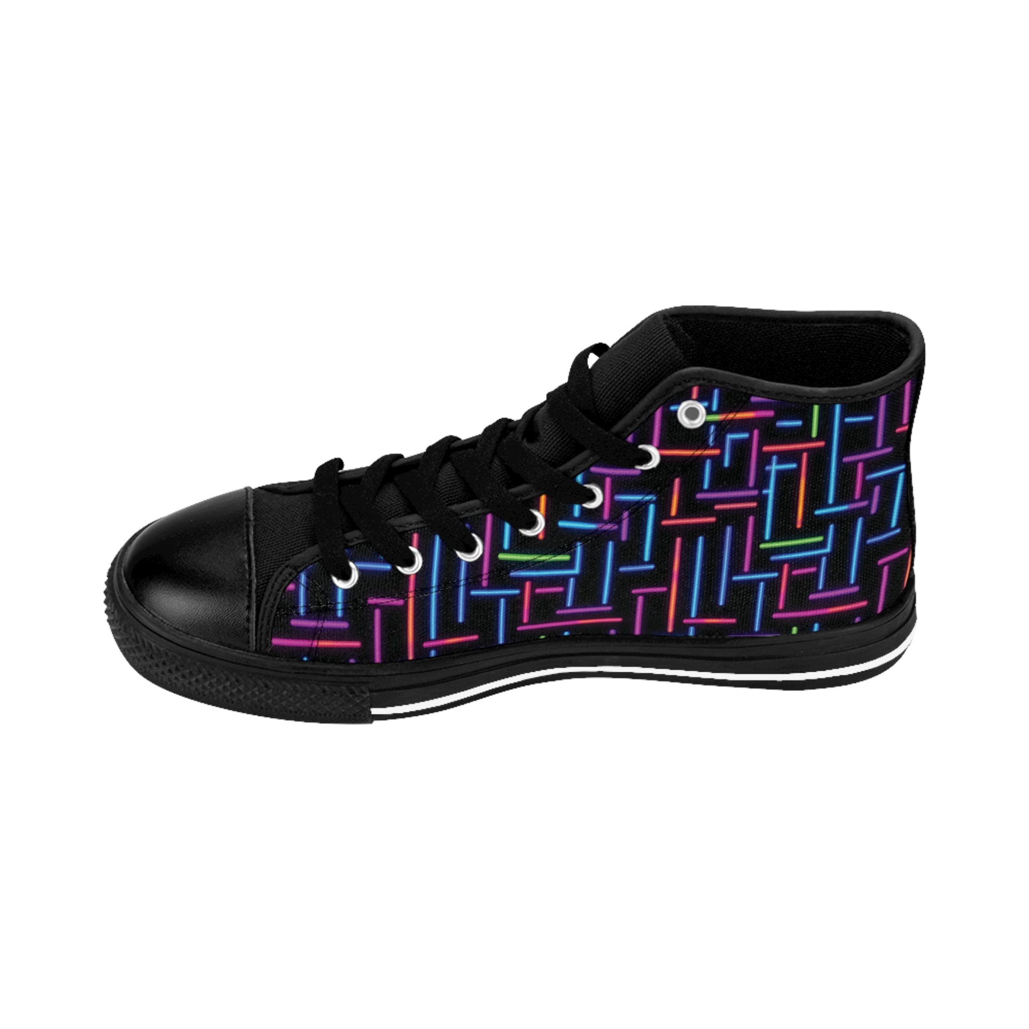 Men's Classic Sneakers (AOP) - Seamless Vibrant Neon Designs 02