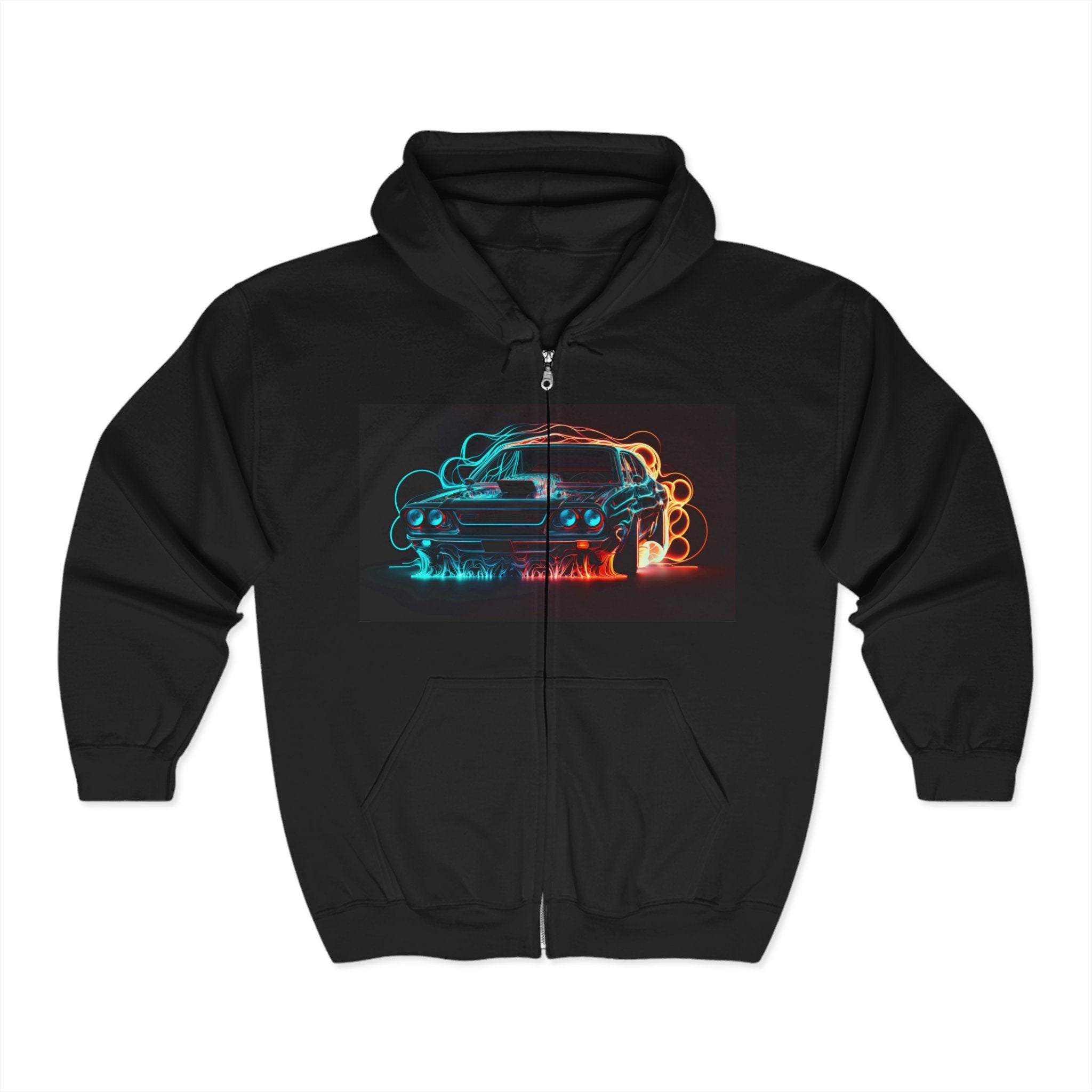 Unisex Heavy Blend™ Full Zip Hooded Sweatshirt - Neon Car 05
