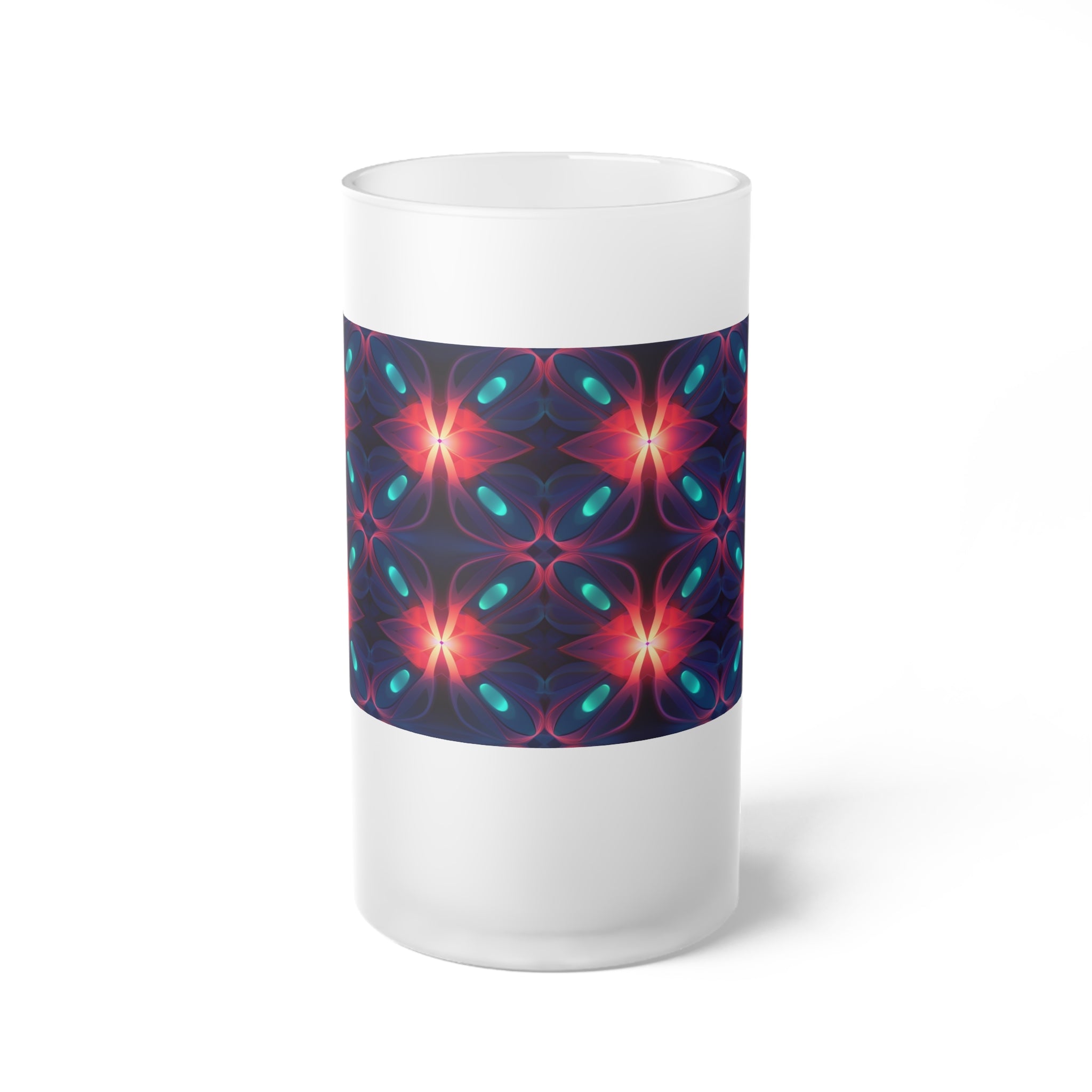 Frosted Glass Beer Mug (AOP) - Seamless Futuristic Designs 04