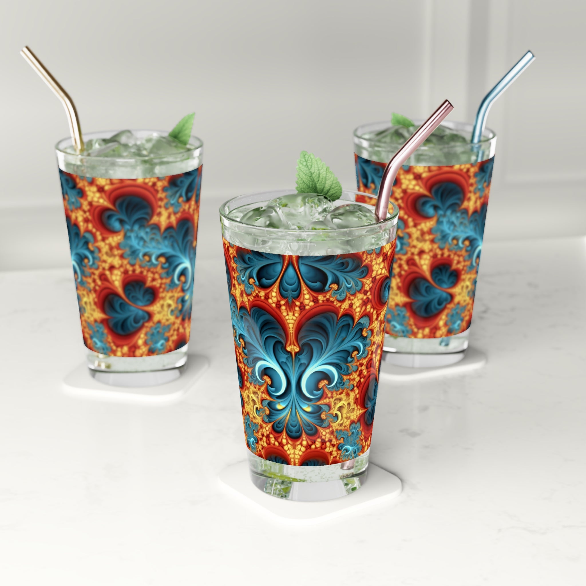 Pint Glass, 16oz - Abstract Designs 07