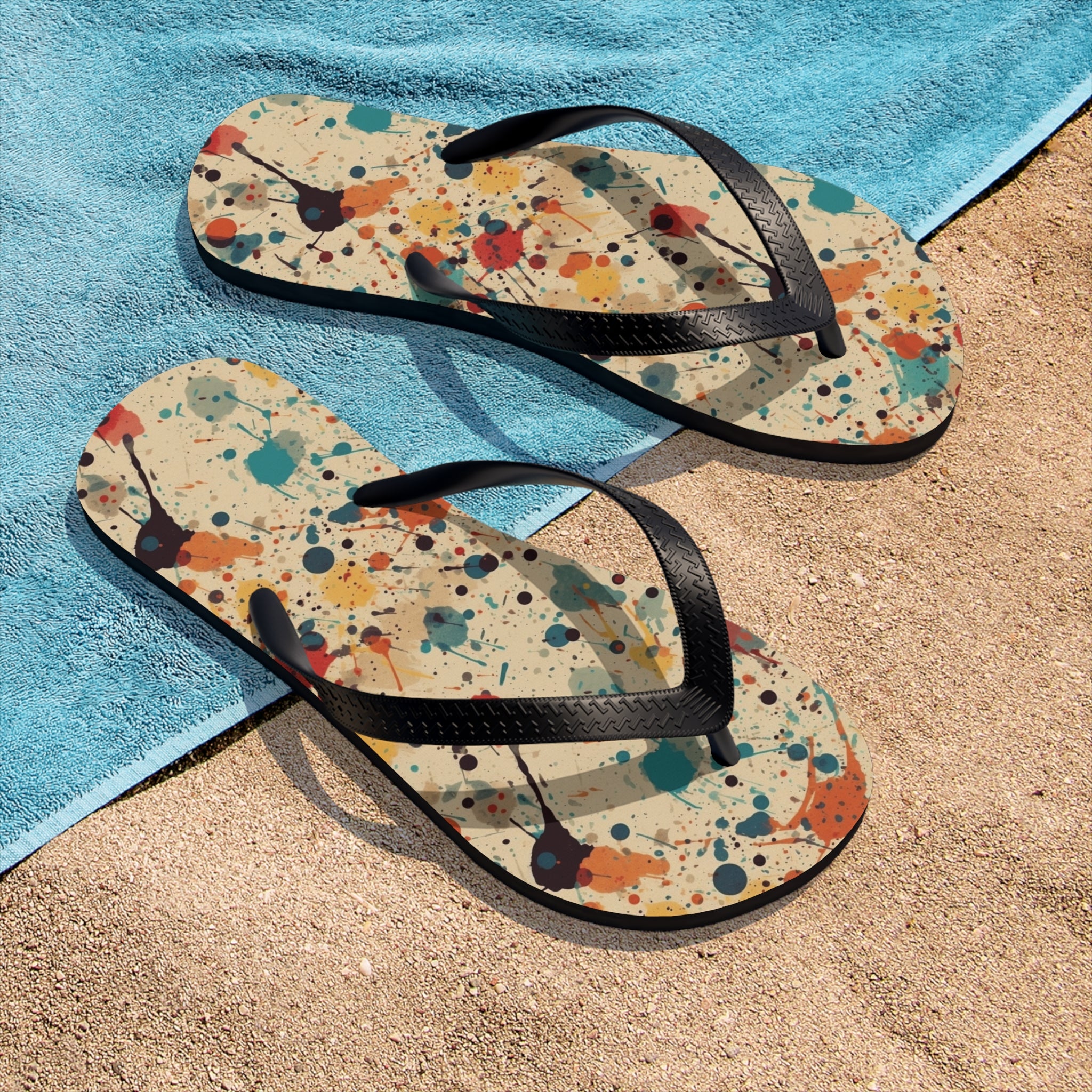 Unisex Flip-Flops (AOP) - Seamless Color Splatter Designs 09