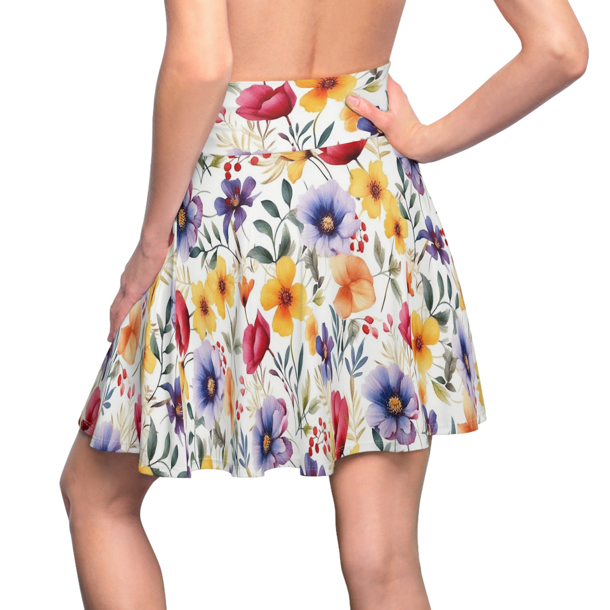 Wildflowers, a Watercolors design, on a women's skater skirt (aop)