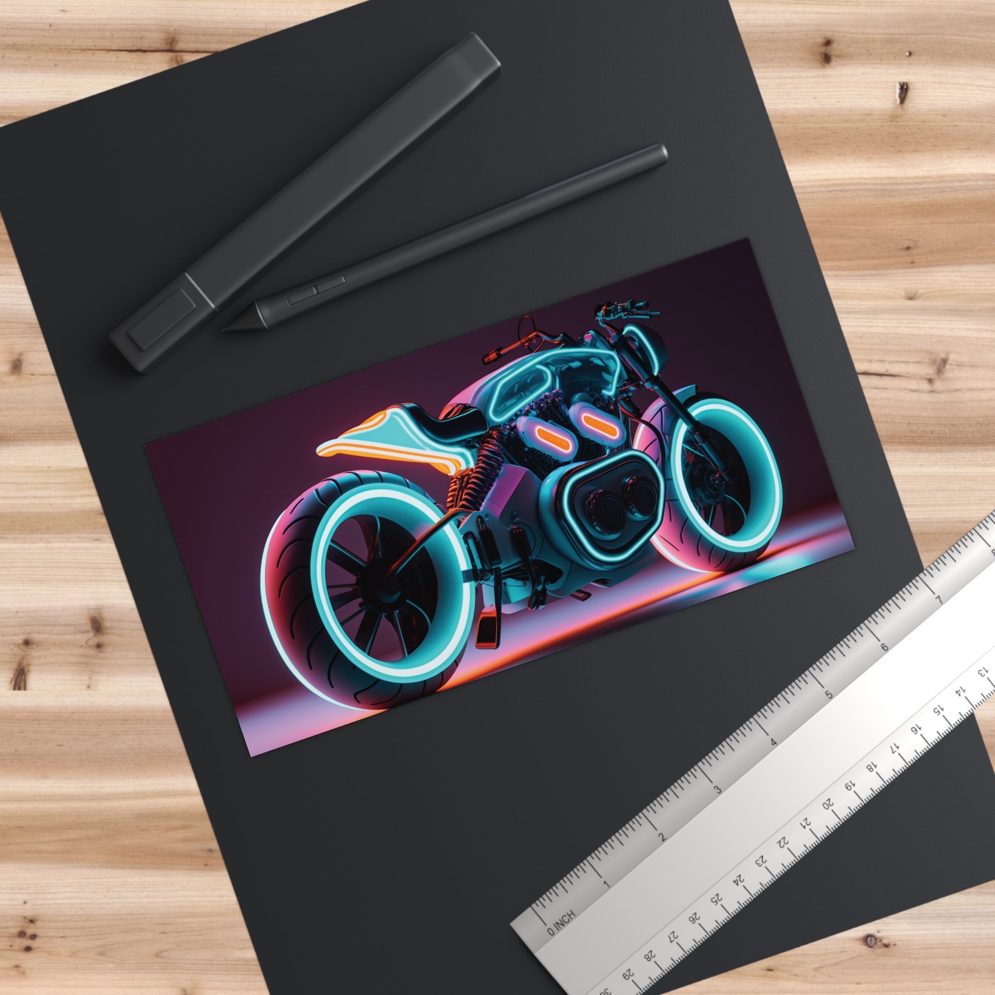 Bumper Stickers - Neon Motorcycle Design 09