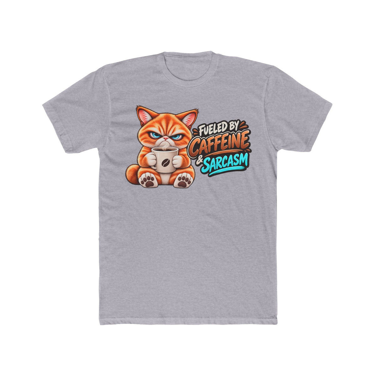 Fueled by Caffeine & Sarcasm - Mildly Feral - Men's Cotton Crew Tee