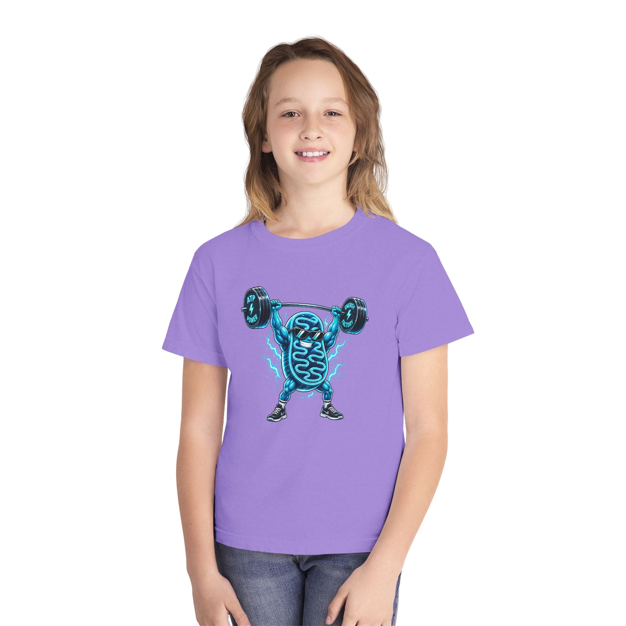 Youth Midweight Cotton Tee - Mitochondria Powerhouse