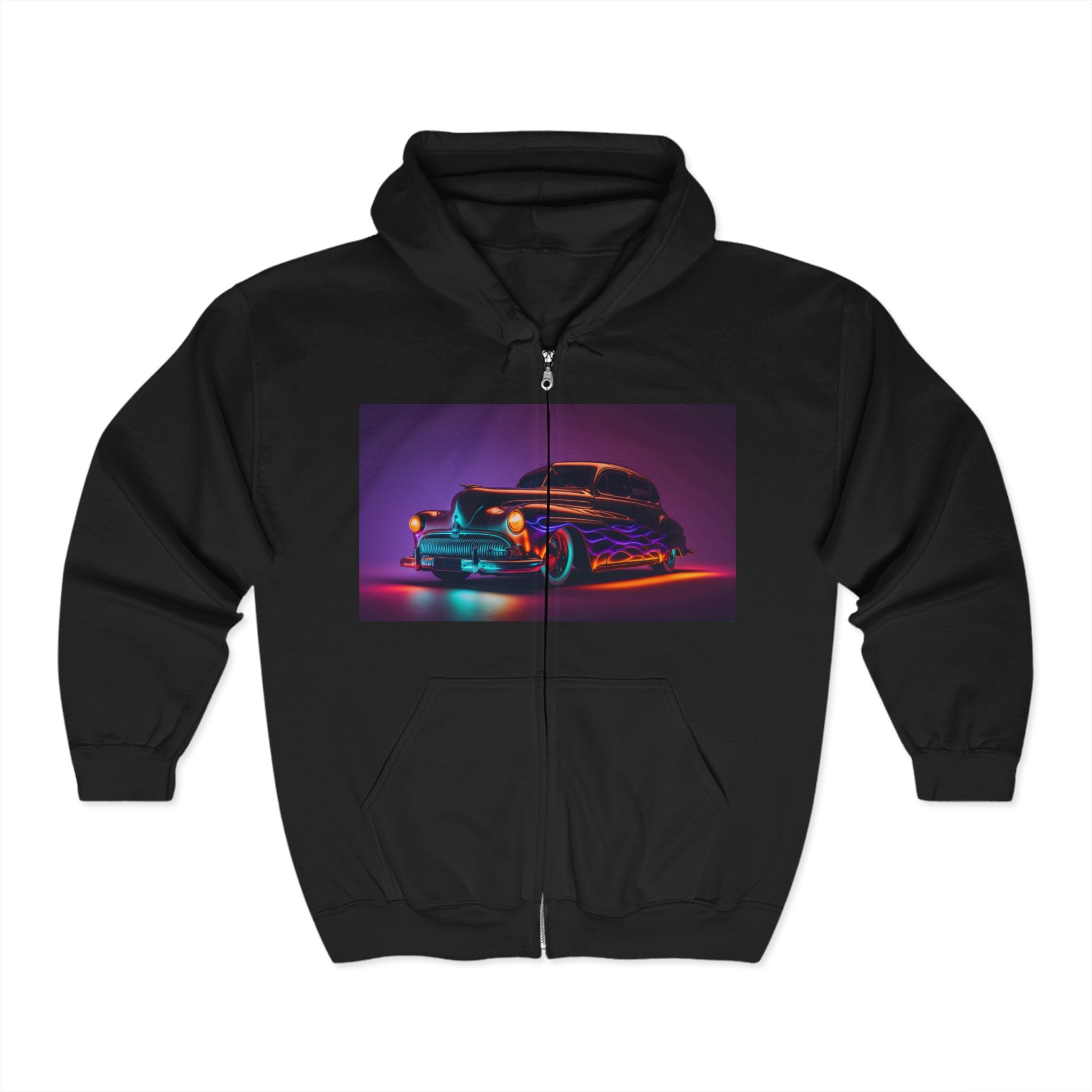 Unisex Heavy Blend™ Full Zip Hooded Sweatshirt - Neon Car 06