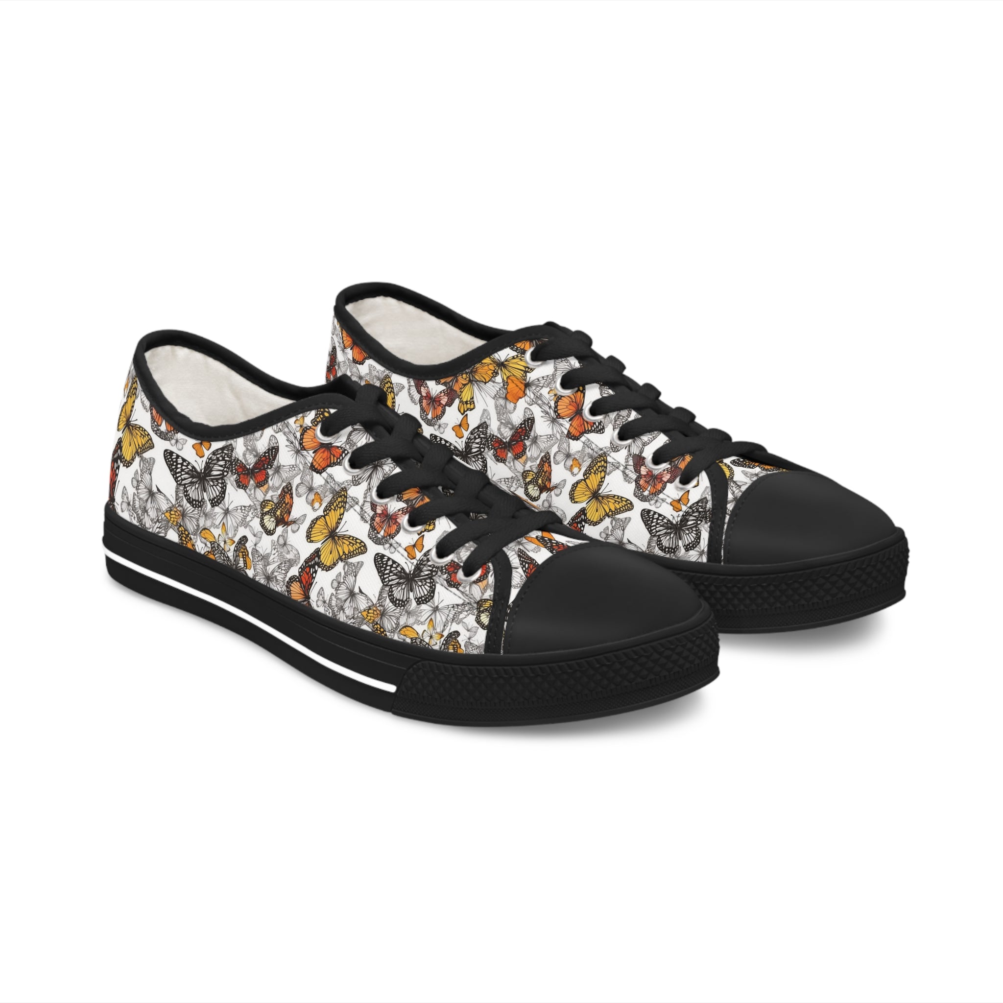 Women's Low Top Sneakers (AOP) - Seamless Butterfly Designs 04