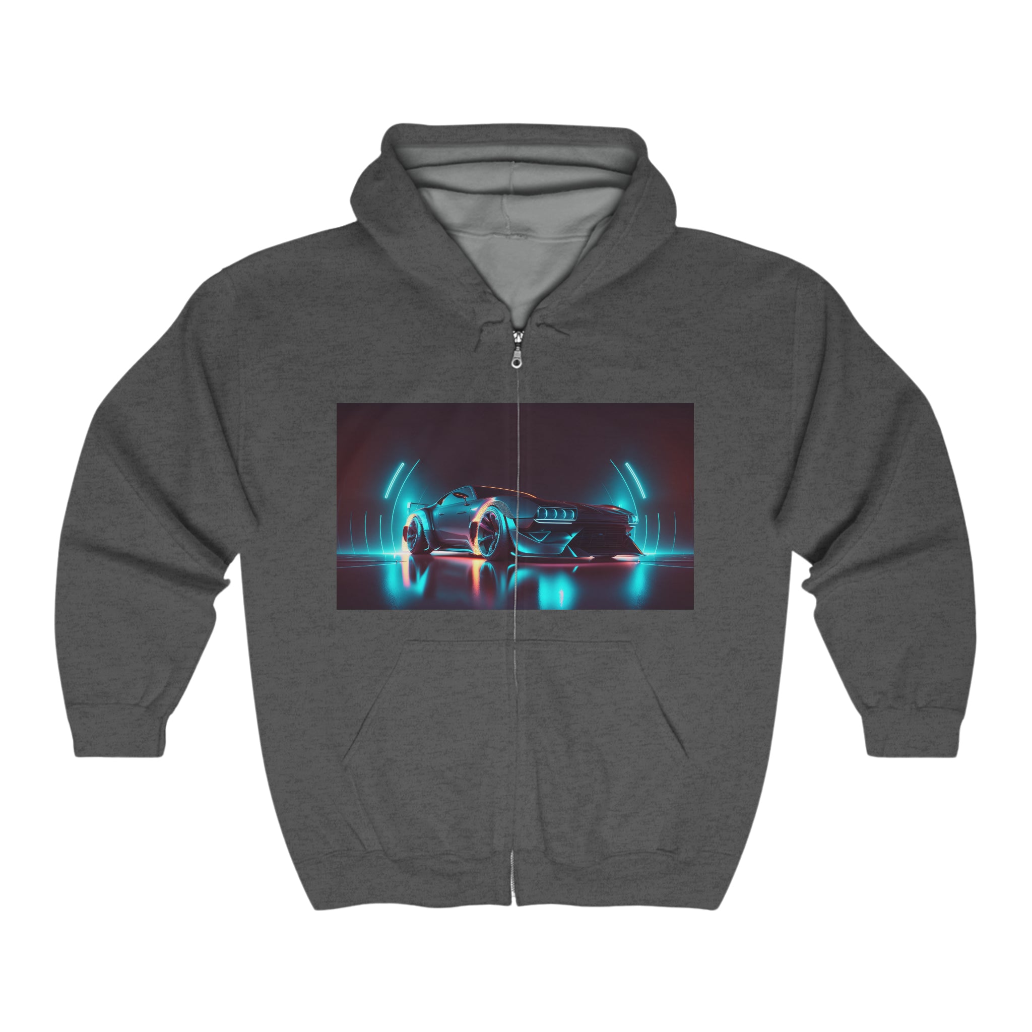 Unisex Heavy Blend™ Full Zip Hooded Sweatshirt - Neon Car 13