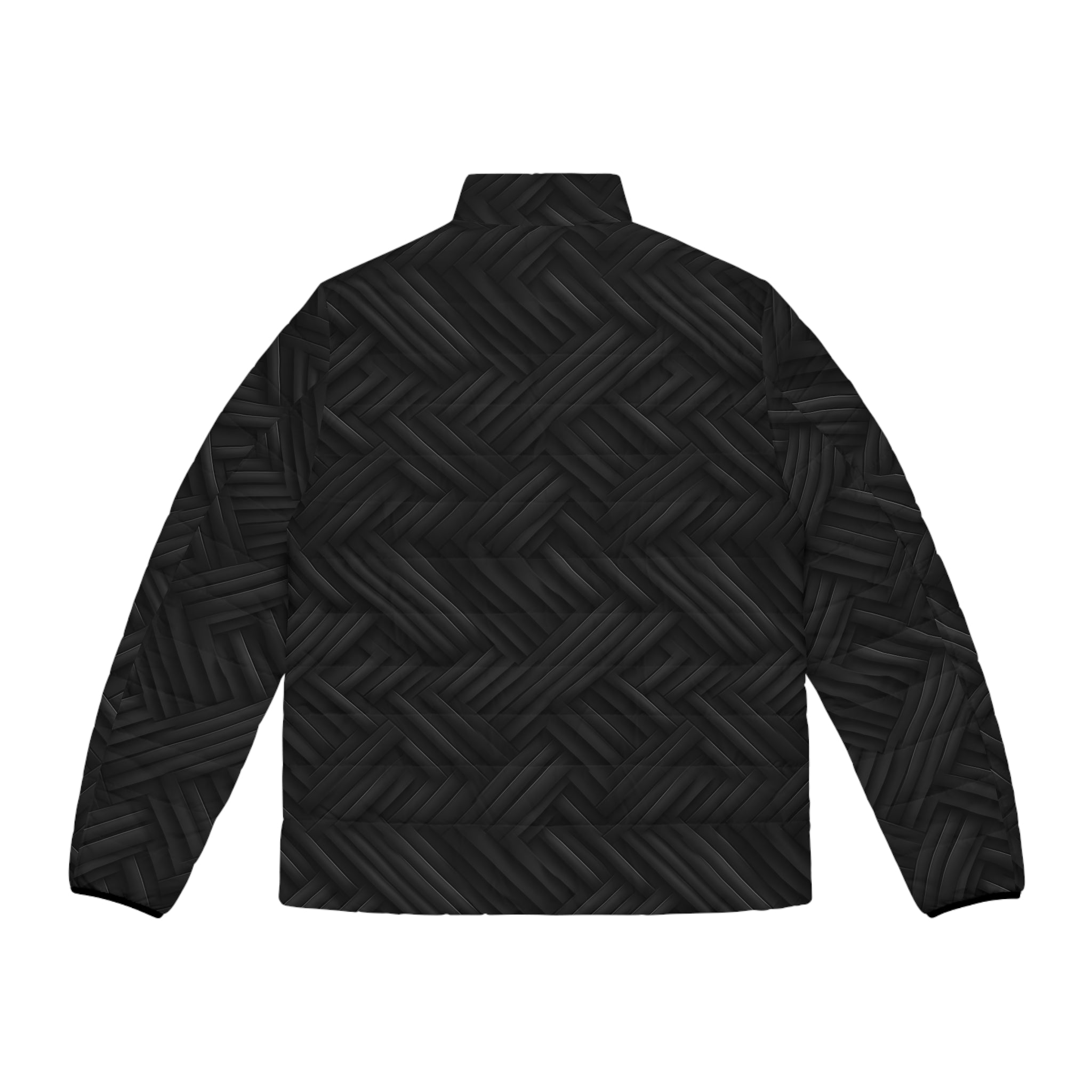 Men's Puffer Jacket (AOP) - Black Noir Designs 01