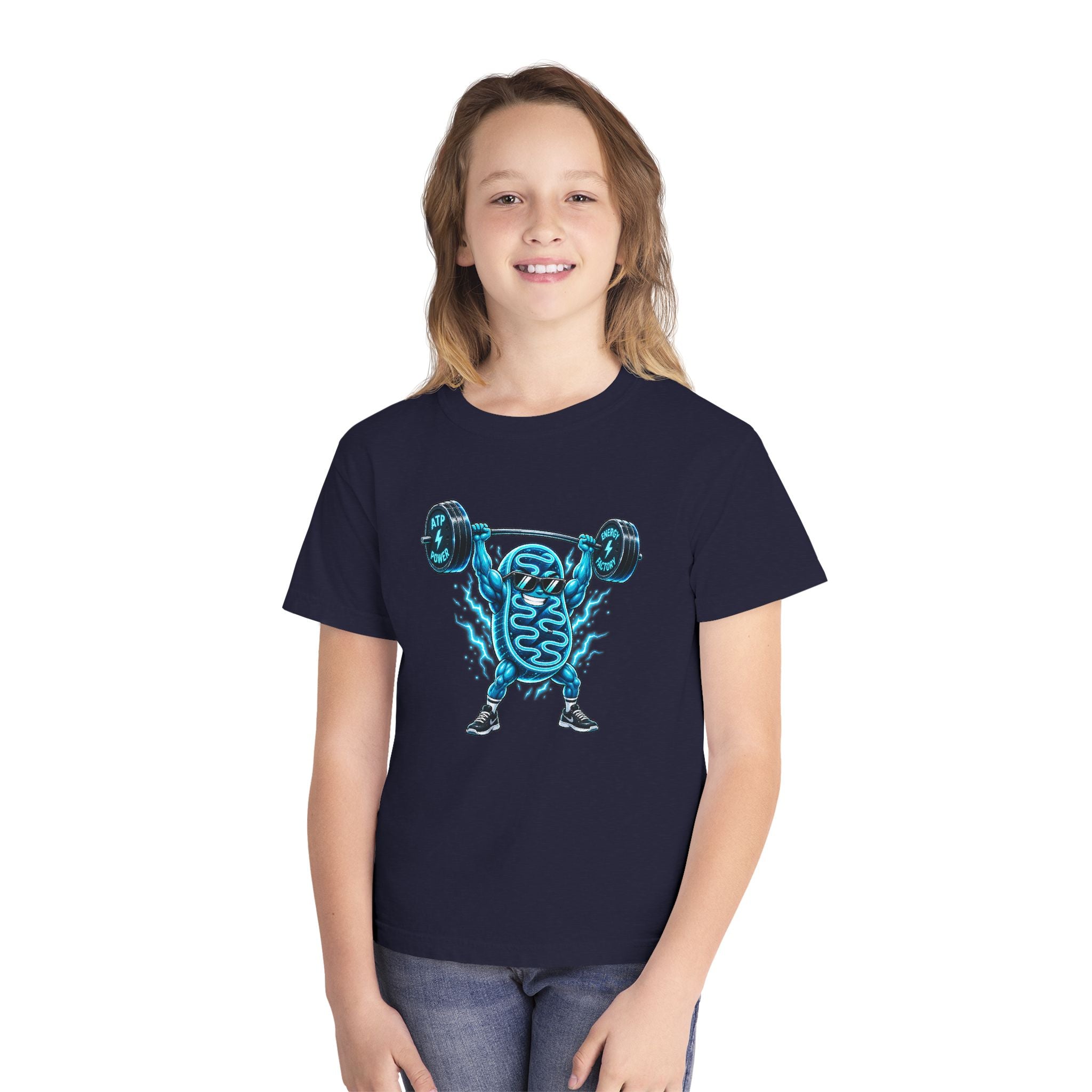 Youth Midweight Cotton Tee - Mitochondria Powerhouse