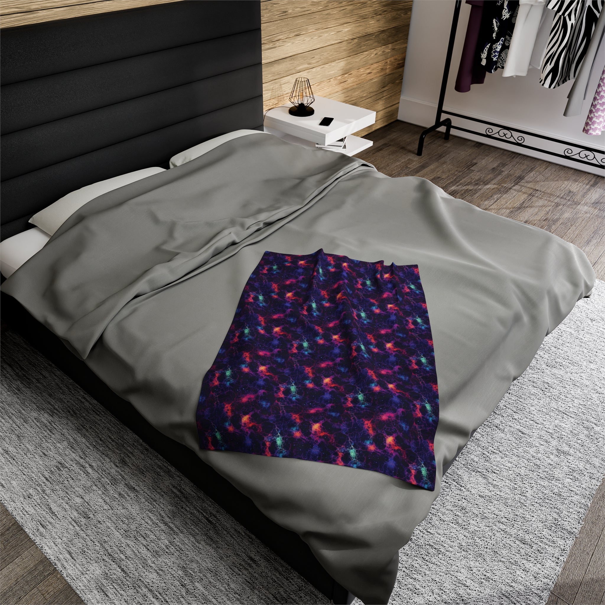 Velveteen Plush Blanket (AOP) - Fantasy Galaxies 08