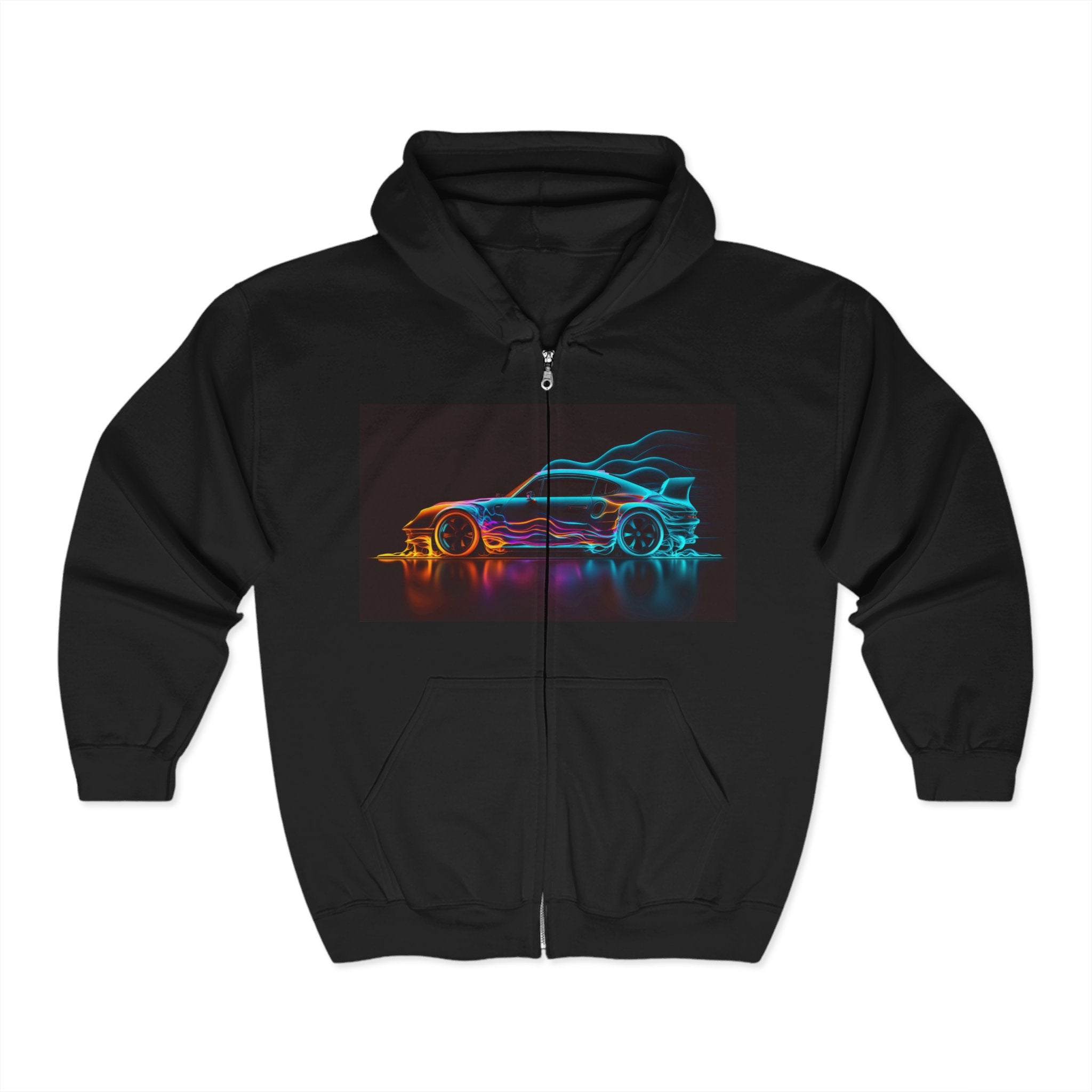Unisex Heavy Blend™ Full Zip Hooded Sweatshirt - Neon Car 02