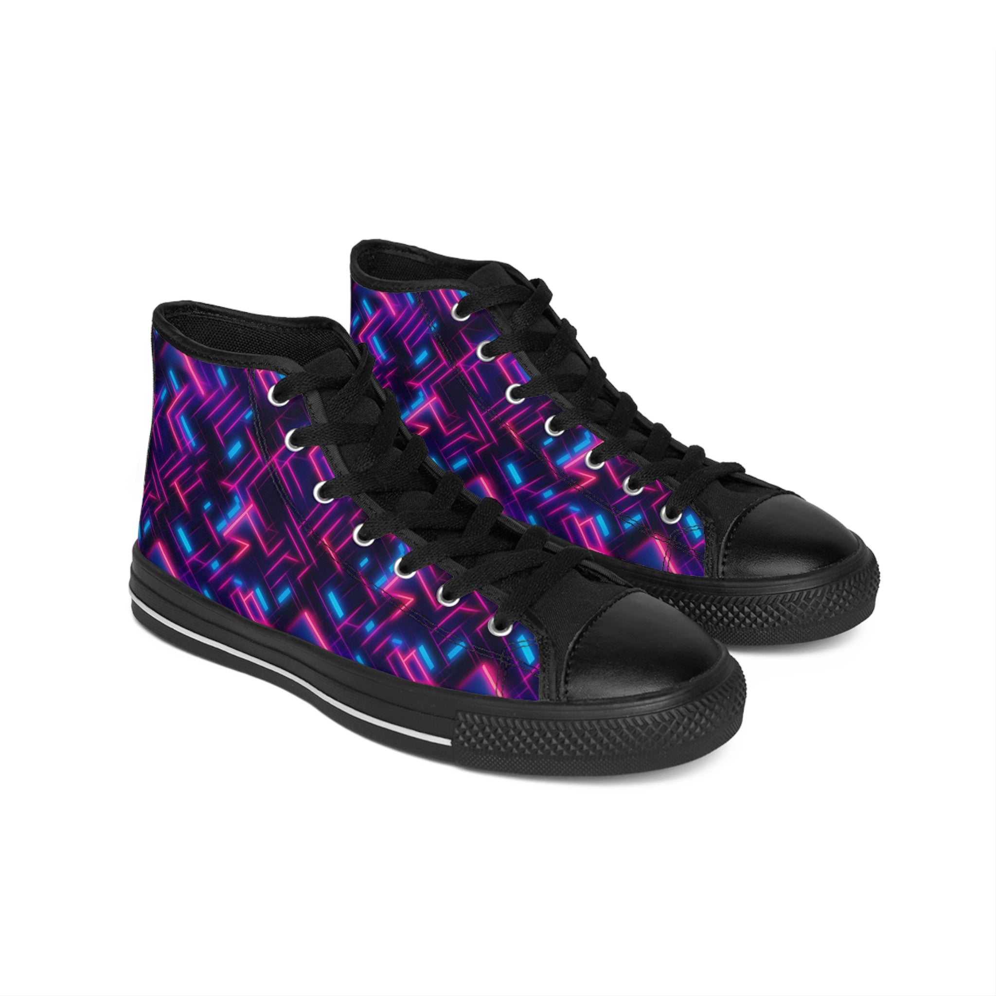 Men's Classic Sneakers (AOP) - Seamless Vibrant Synthwave Designs 01